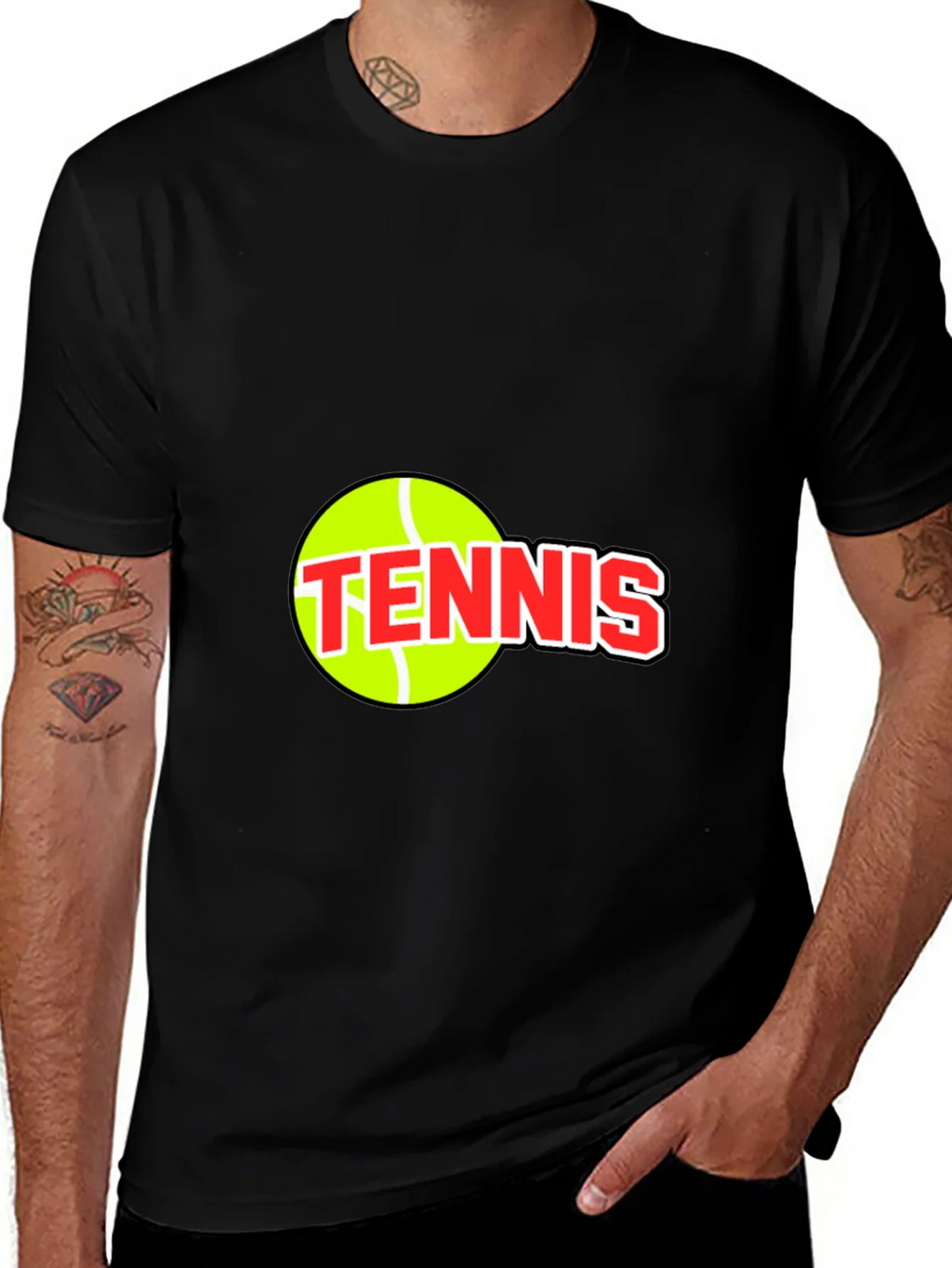 Tennis Ball Graphic Tee - Black Cotton T-Shirt product image 1