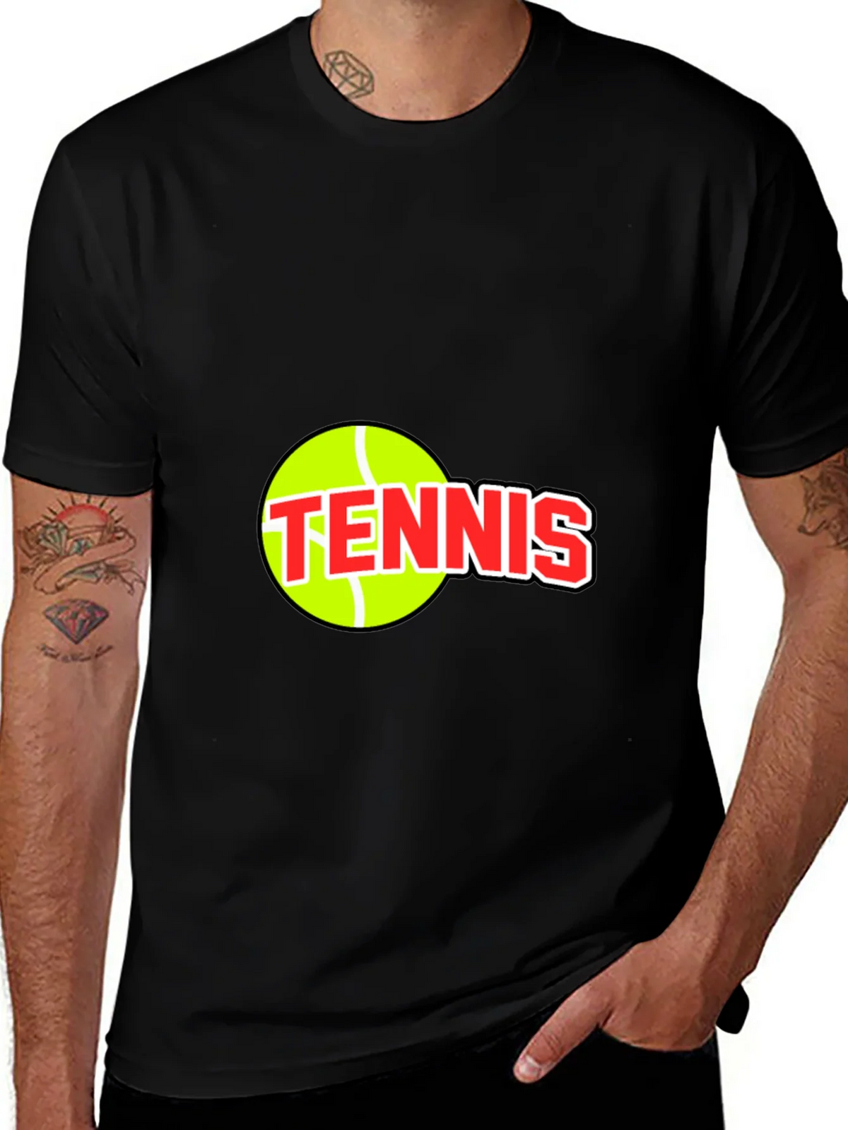 Tennis Ball Graphic Tee - Black Cotton T-Shirt product image 1