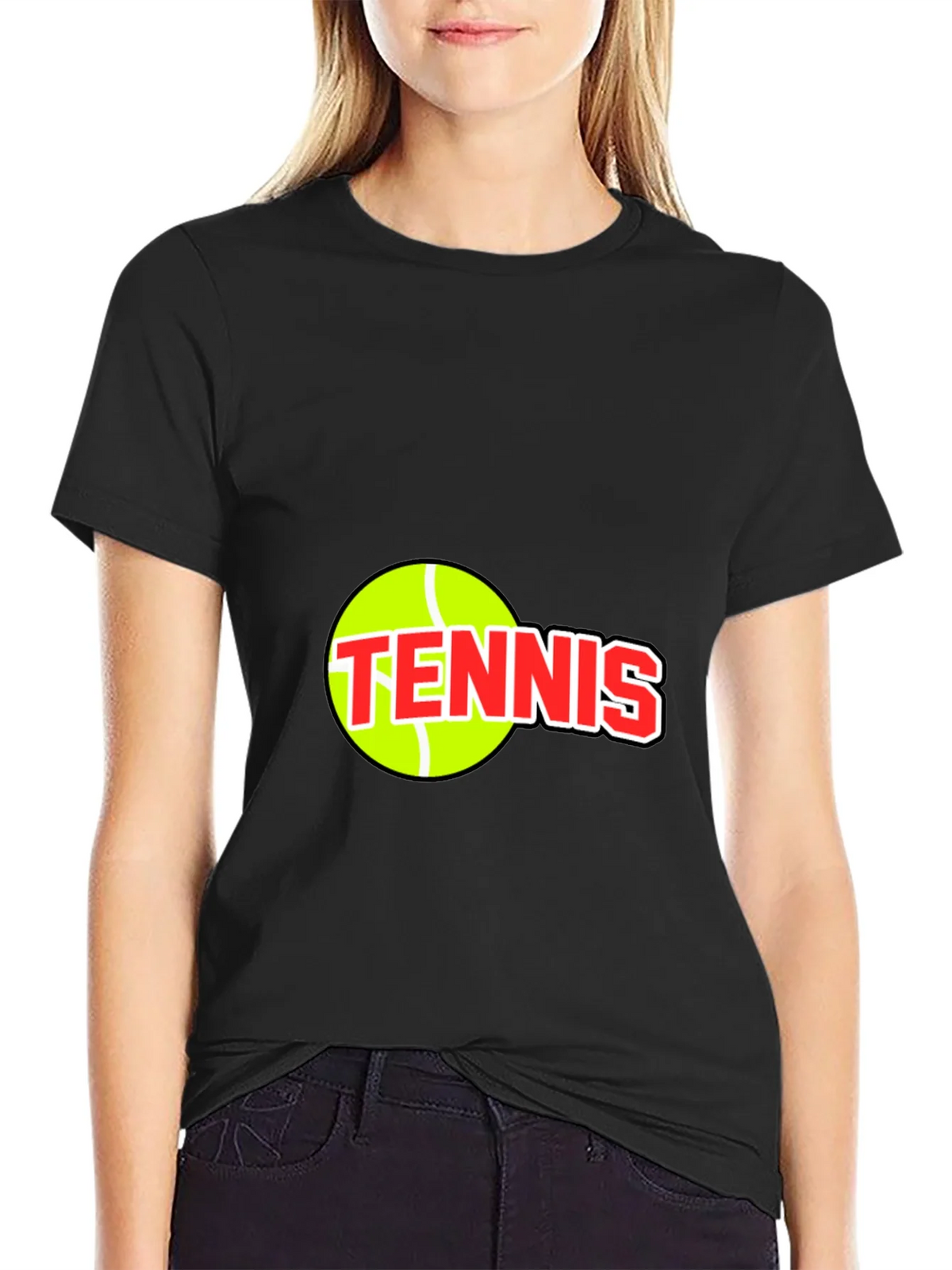 Tennis Ball Graphic Tee - Black Cotton T-Shirt product image 2