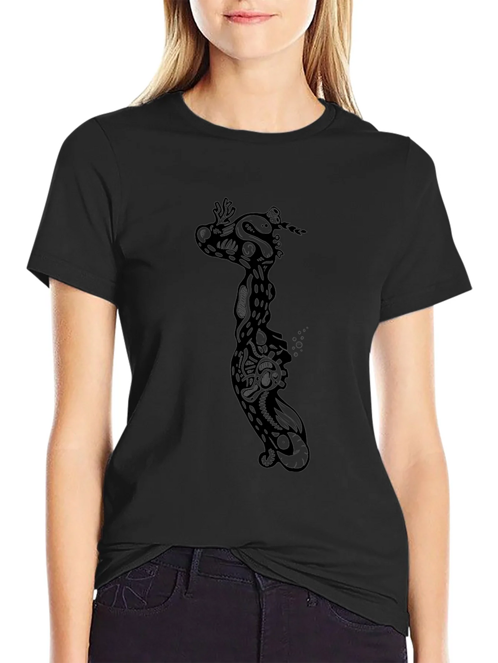 Black Graphic Print Crew Neck T-Shirt product image 2