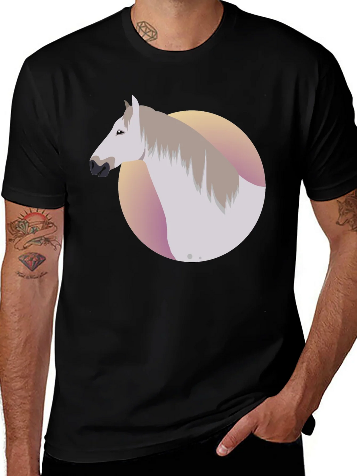 Horse Graphic Tee - Black Cotton Blend Shirt product image 1