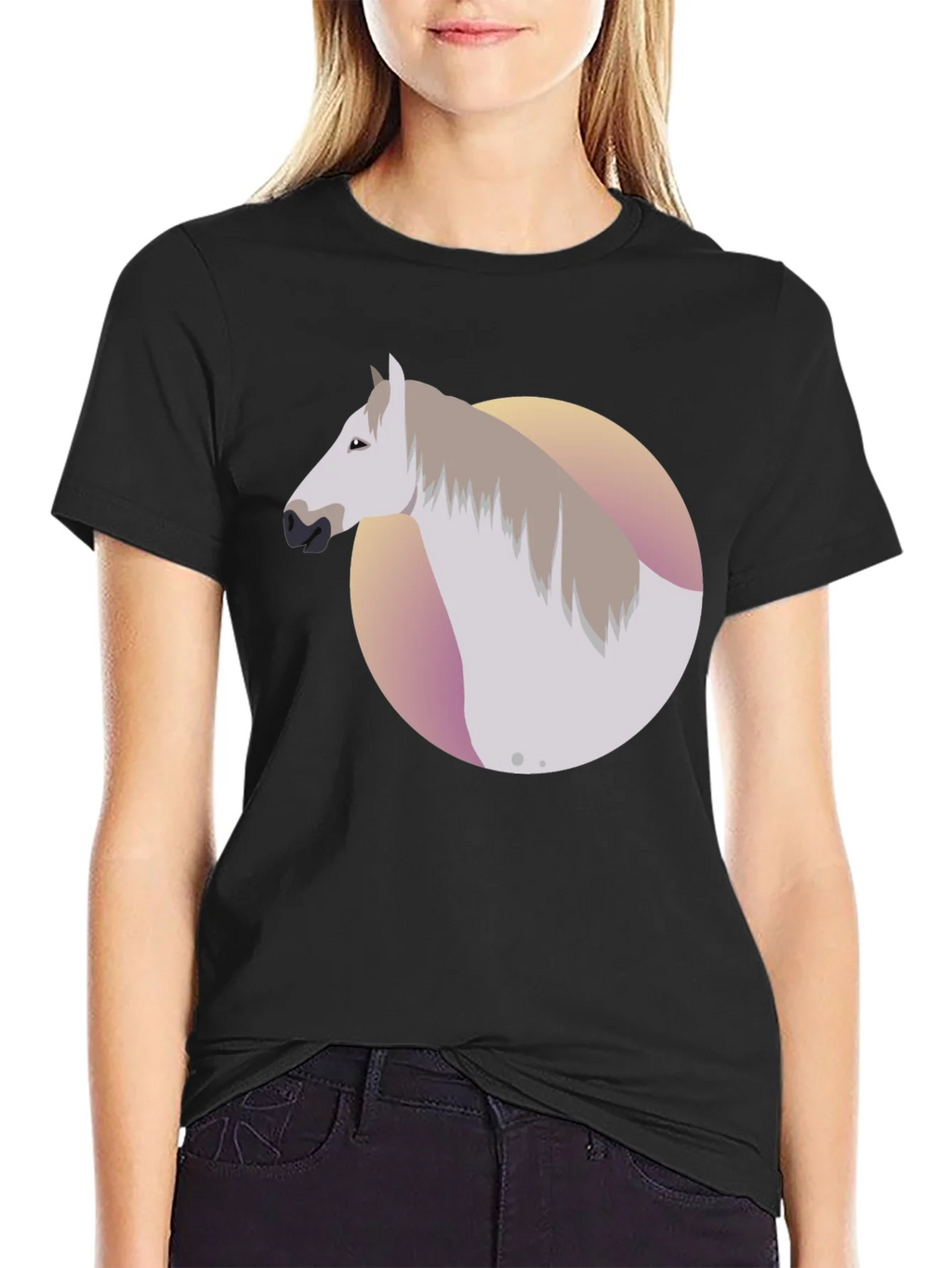 Horse Graphic Tee - Black Cotton Blend Shirt product image 2