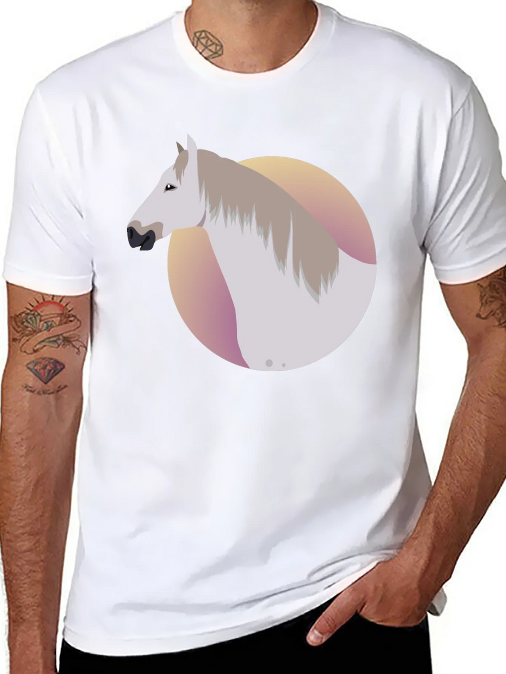 Horse Graphic Tee - Black Cotton Blend Shirt product image 7