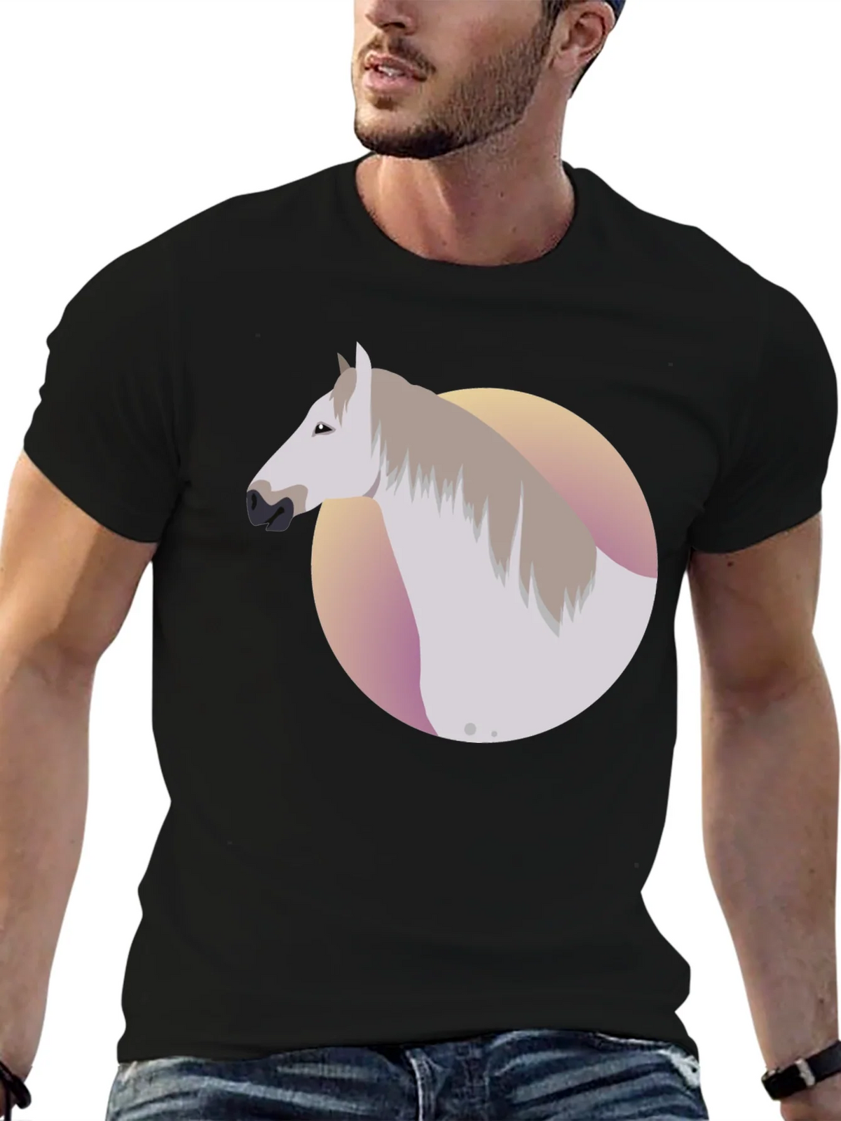 Horse Graphic Tee - Black Cotton Blend Shirt product image 6