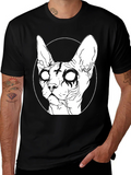 Gothic Cat Graphic T-Shirt - Black product image 1
