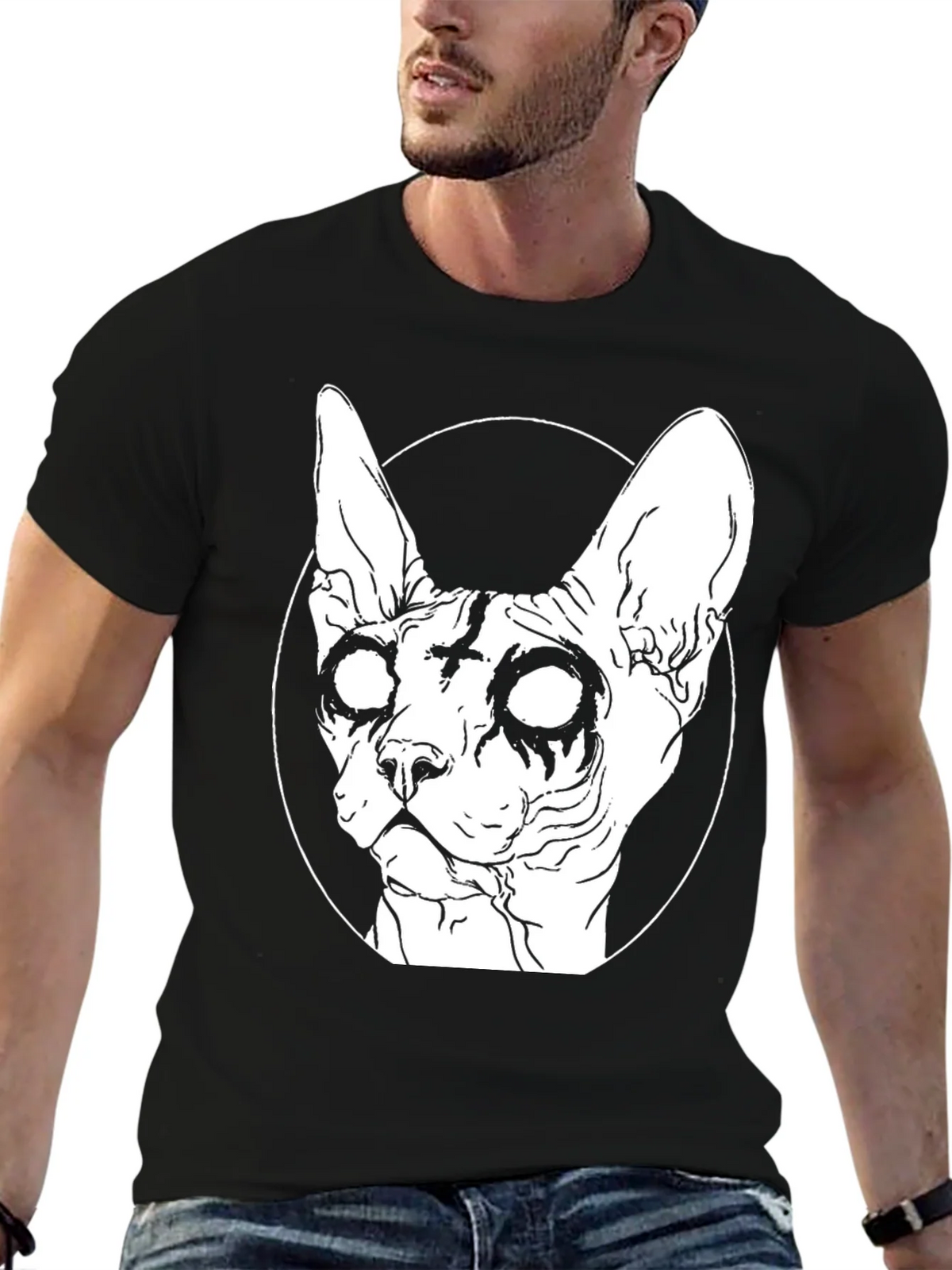 Gothic Cat Graphic T-Shirt - Black product image 6