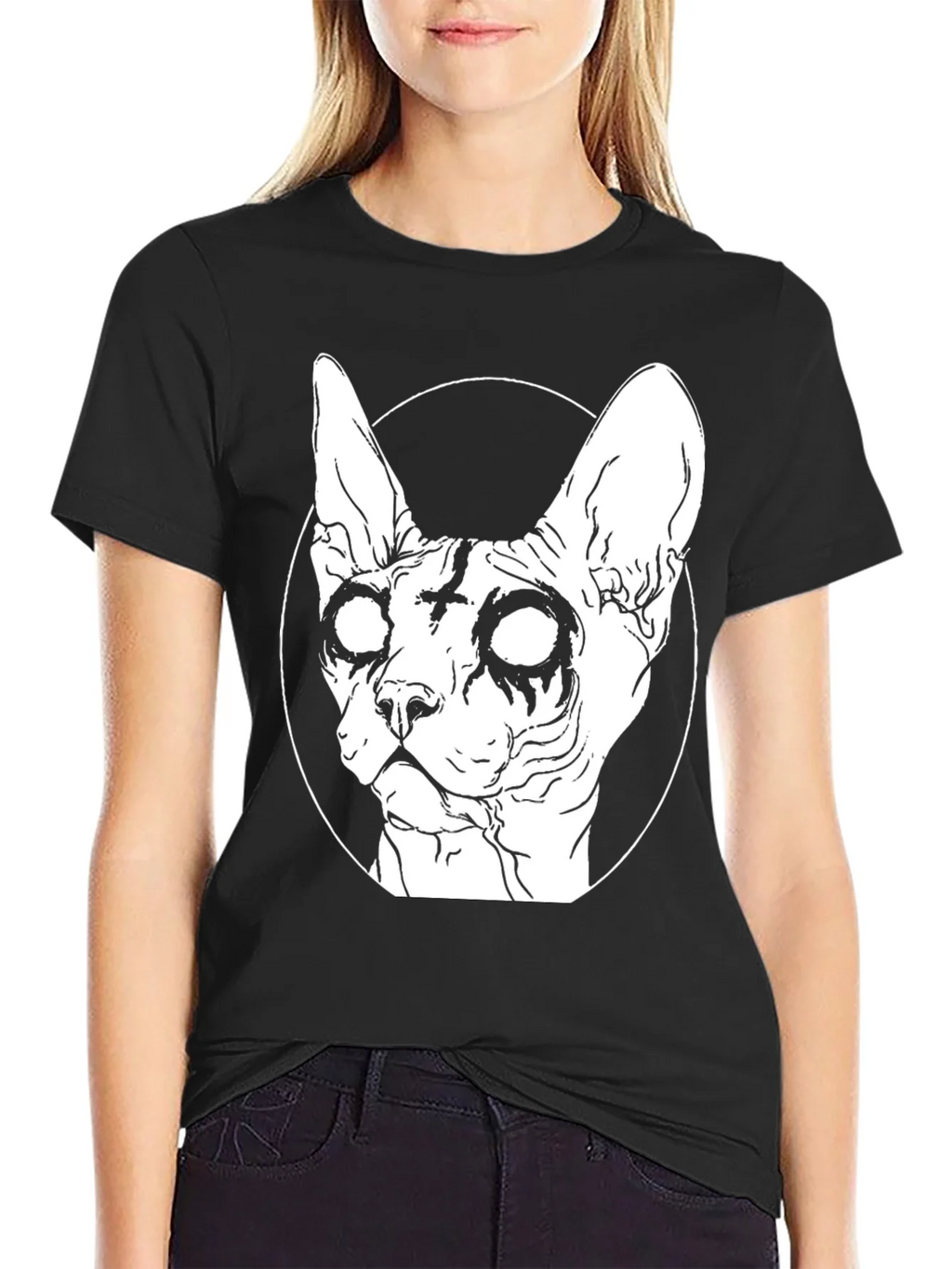 Gothic Cat Graphic T-Shirt - Black product image 2