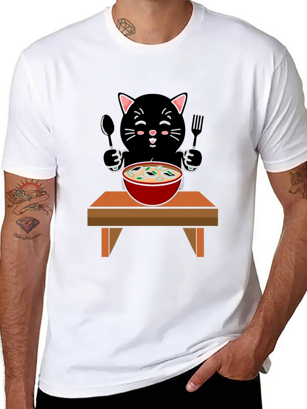 Cat Eating Ramen T-Shirt product image 7