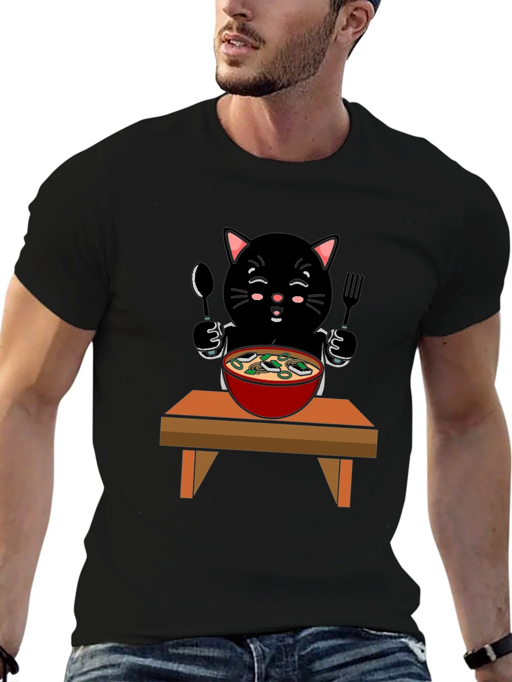 Cat Eating Ramen T-Shirt product image 6