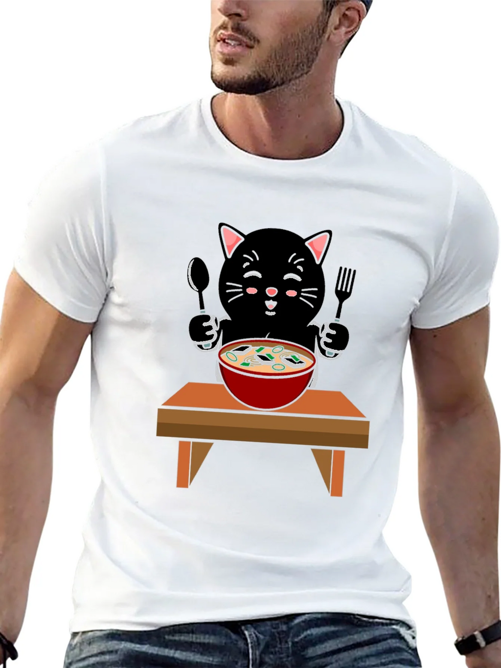 Cat Eating Ramen T-Shirt product image 12