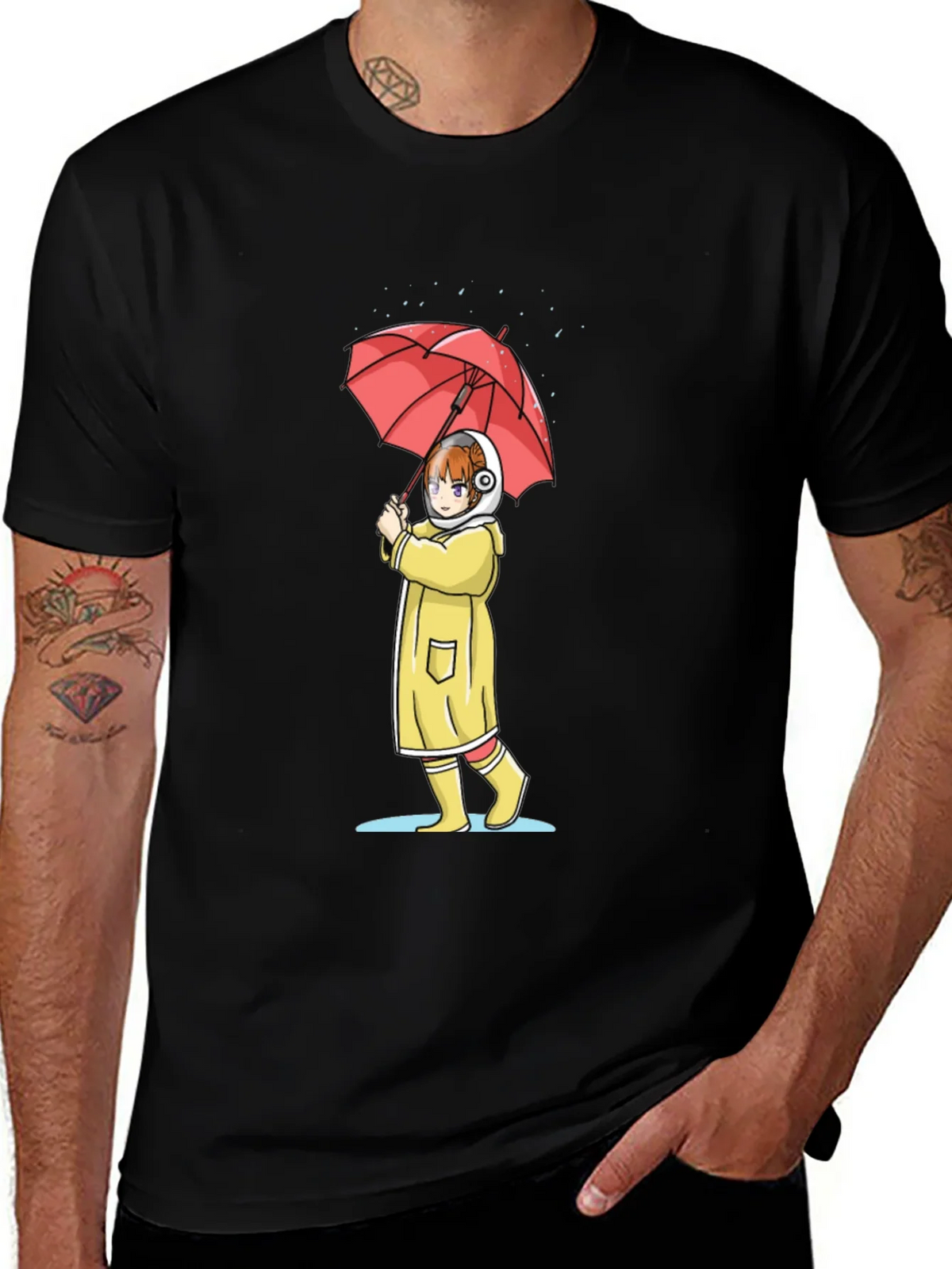 Anime Girl Umbrella Graphic T-Shirt product image 1
