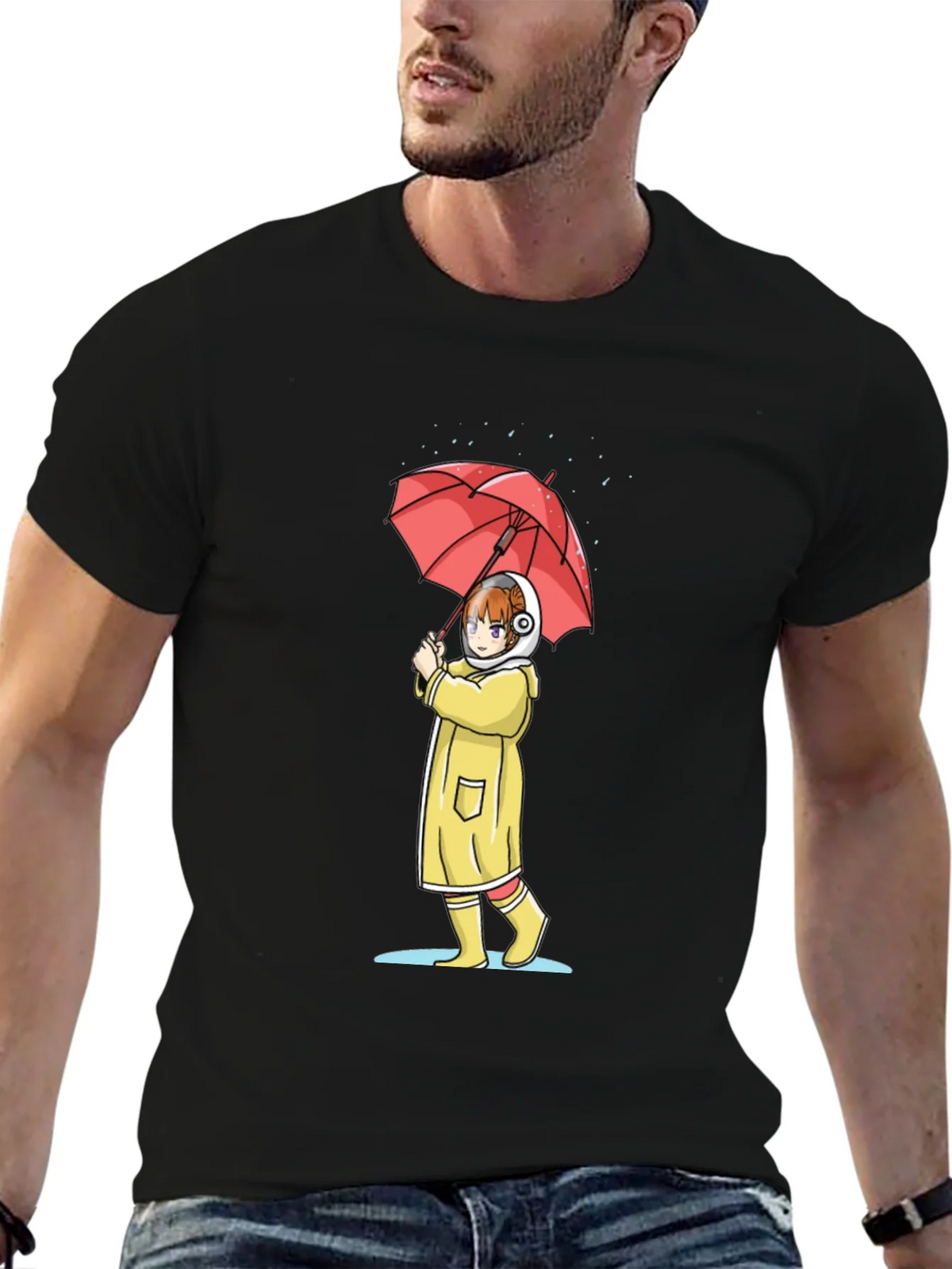 Anime Girl Umbrella Graphic T-Shirt product image 6