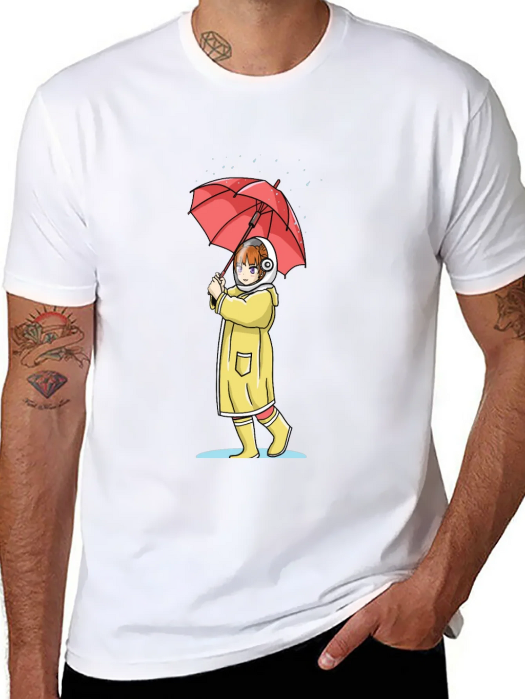 Anime Girl Umbrella Graphic T-Shirt product image 7