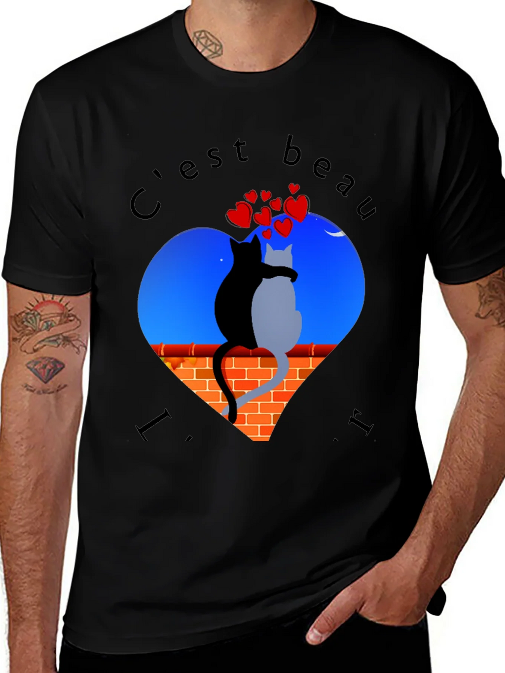 Romantic Cats T-Shirt - Cest Beau La Vie product image 1