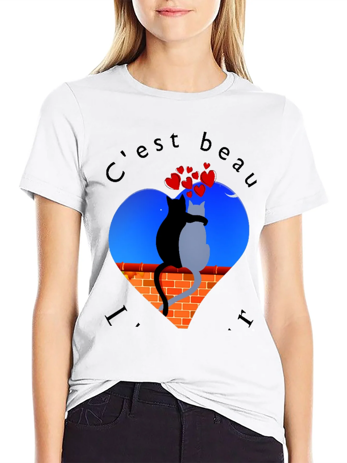 Romantic Cats T-Shirt - Cest Beau La Vie product image 8