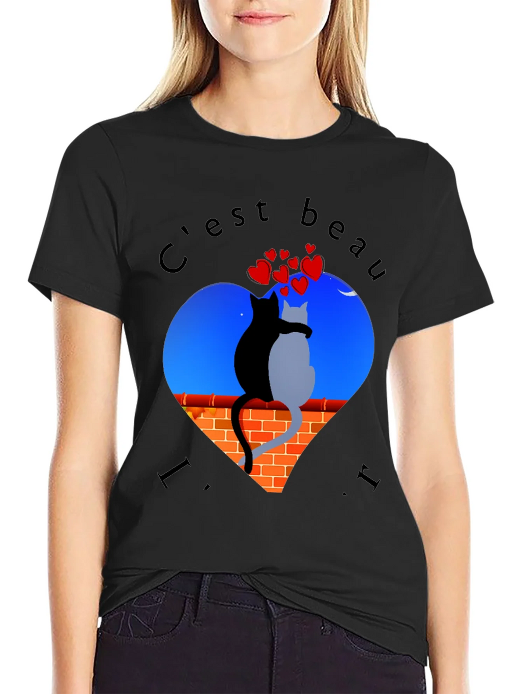 Romantic Cats T-Shirt - Cest Beau La Vie product image 2