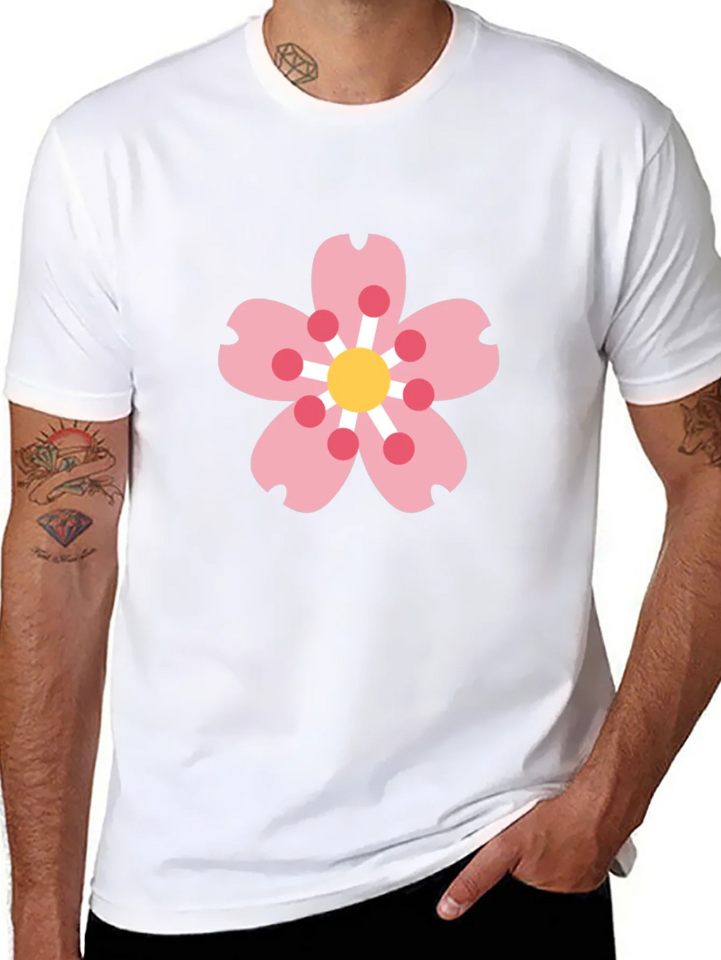 Black Tee with Sakura Blossom Graphic product image 7