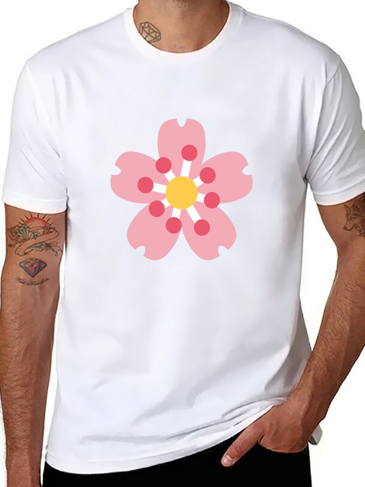 Black Tee with Sakura Blossom Graphic product image 7