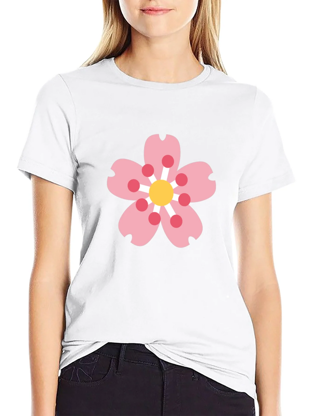 Black Tee with Sakura Blossom Graphic product image 8