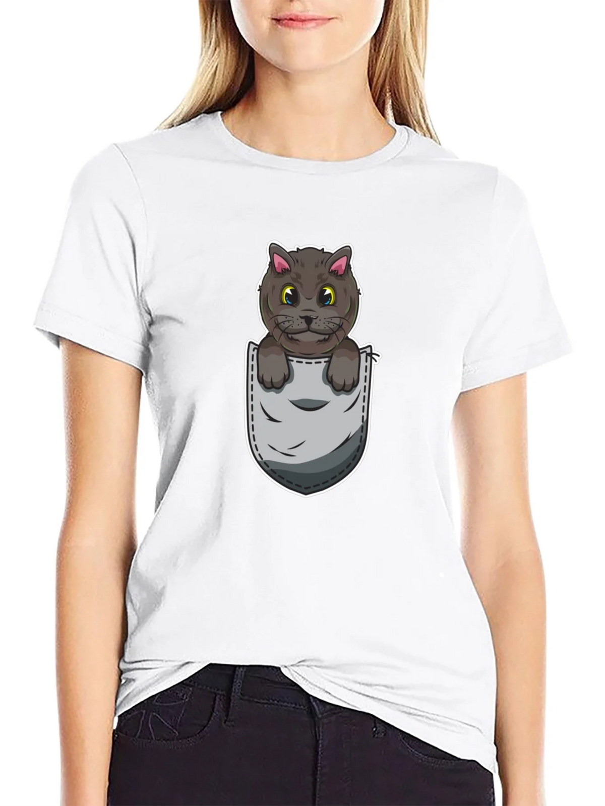 Cartoon Cat in Pocket Graphic Tee - Unisex product image 8