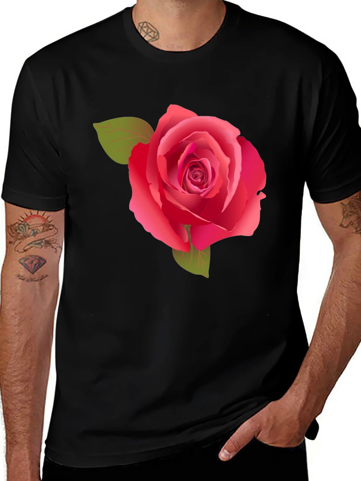 Rose Graphic Tee - Stylish Black Cotton Shirt product image 1
