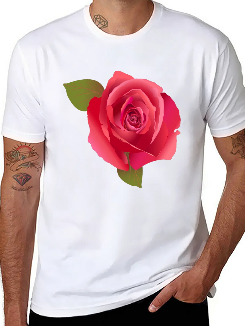 Rose Graphic Tee - Stylish Black Cotton Shirt product image 7