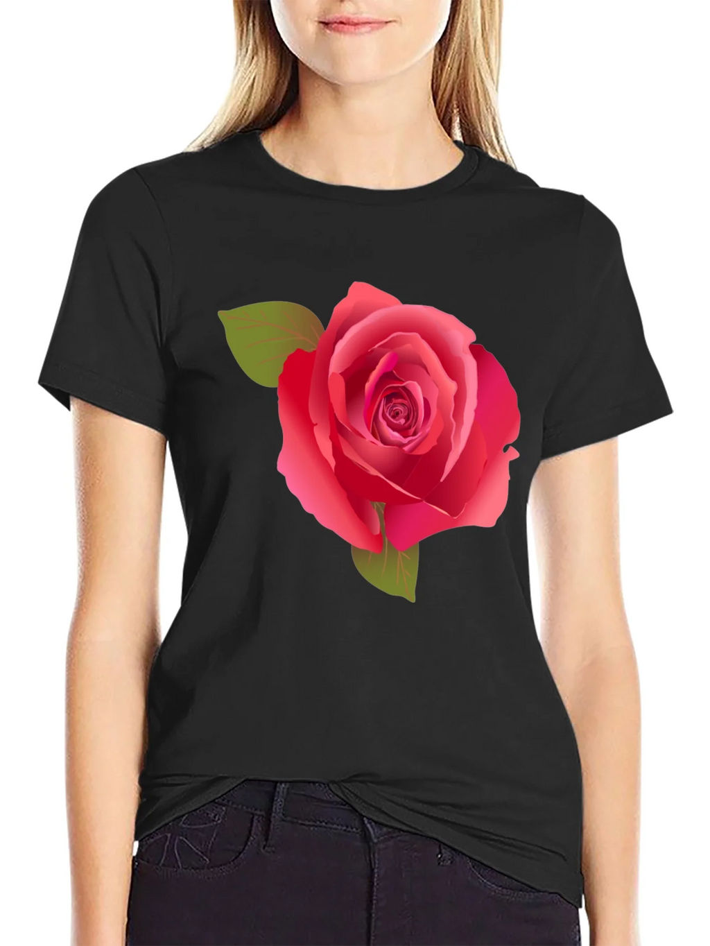 Rose Graphic Tee - Stylish Black Cotton Shirt product image 2