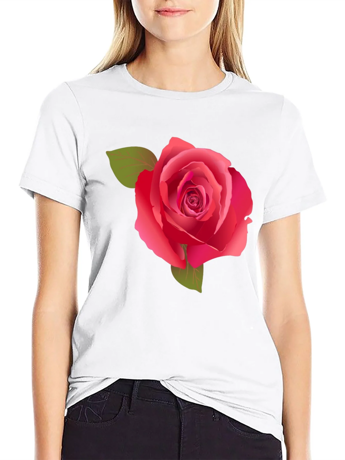 Rose Graphic Tee - Stylish Black Cotton Shirt product image 8
