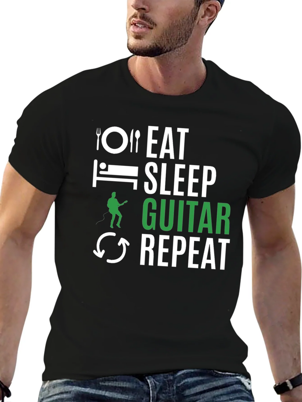Eat Sleep Guitar Repeat Graphic Tee product image 6