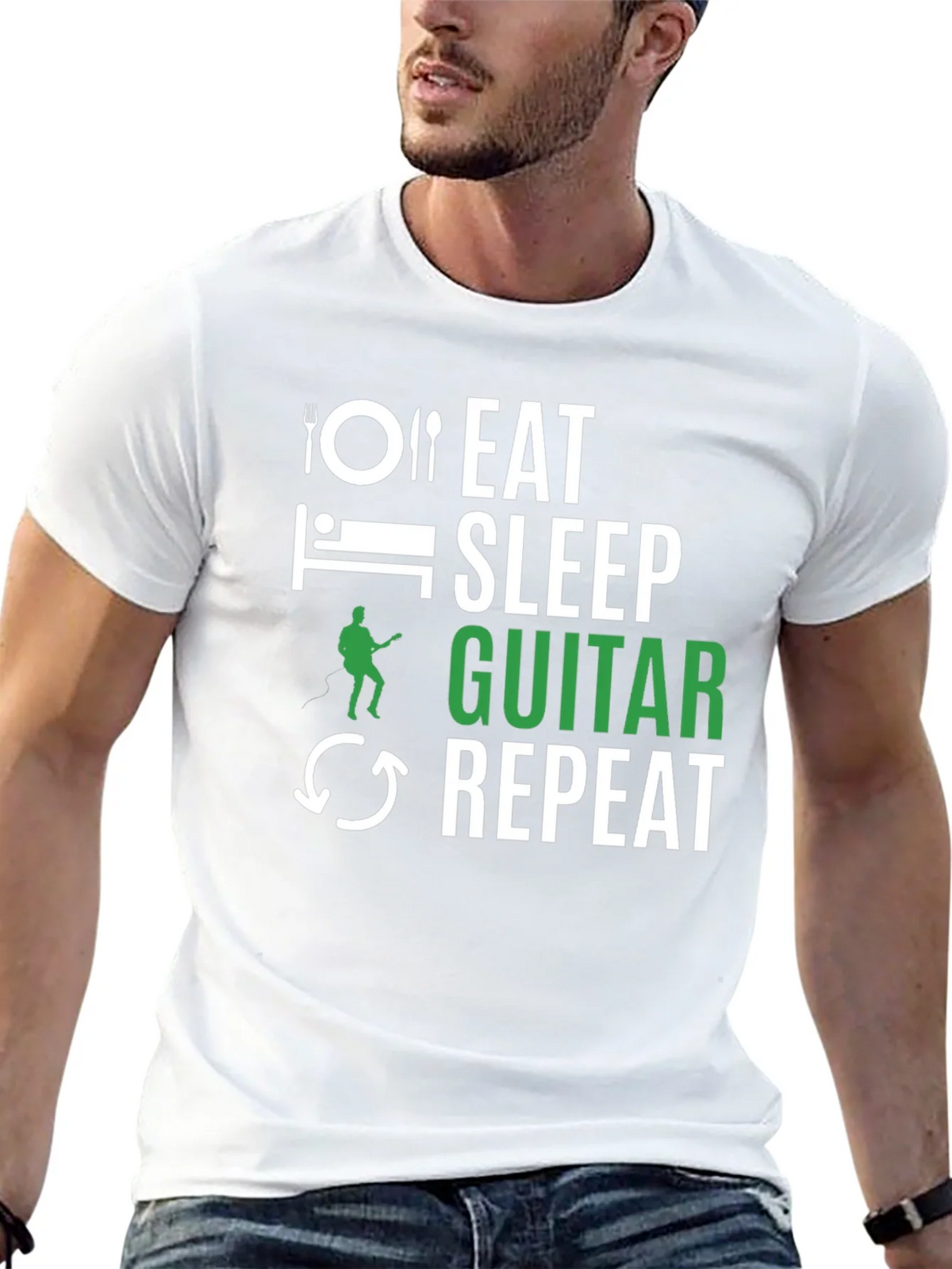 Eat Sleep Guitar Repeat Graphic Tee product image 12