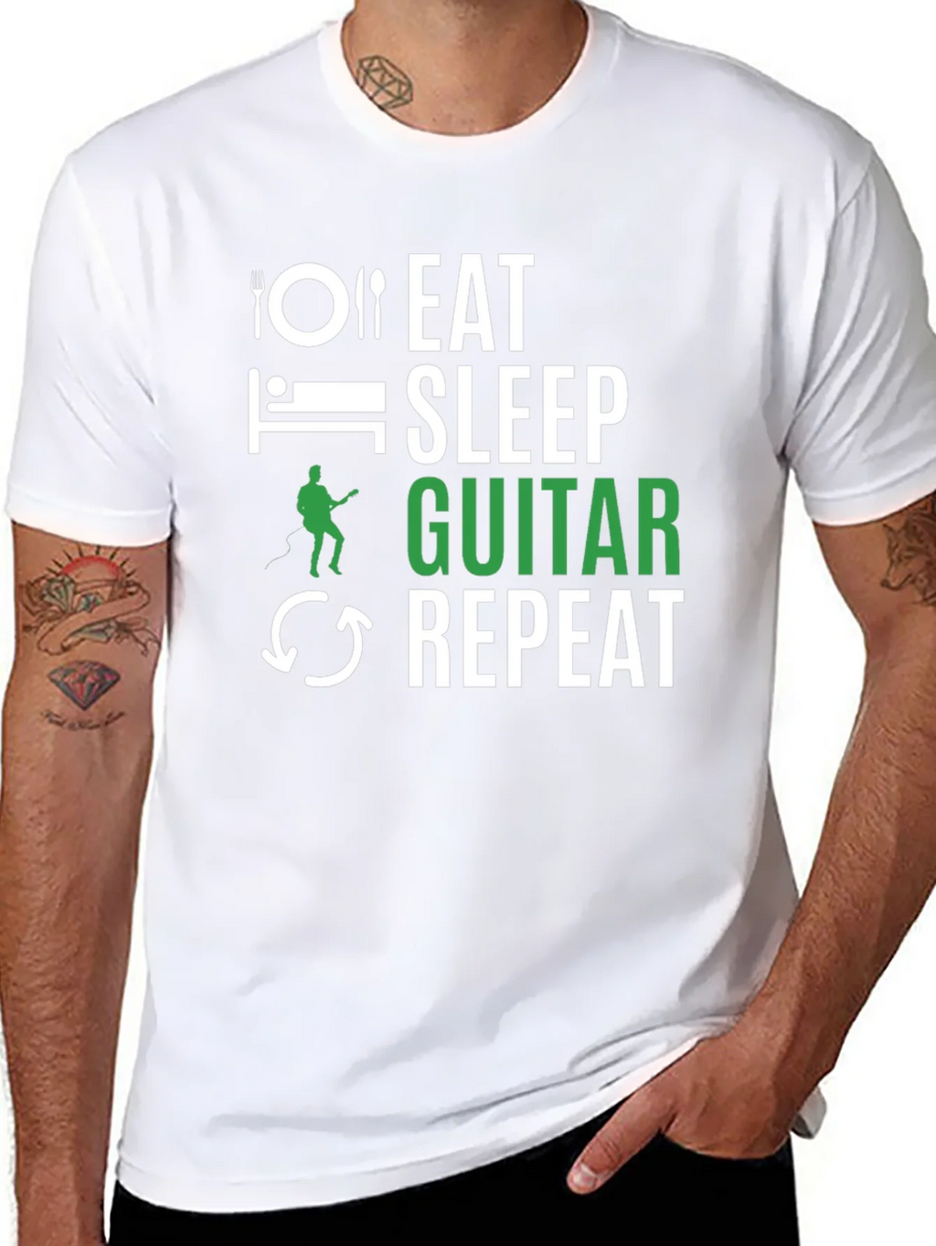 Eat Sleep Guitar Repeat Graphic Tee product image 7