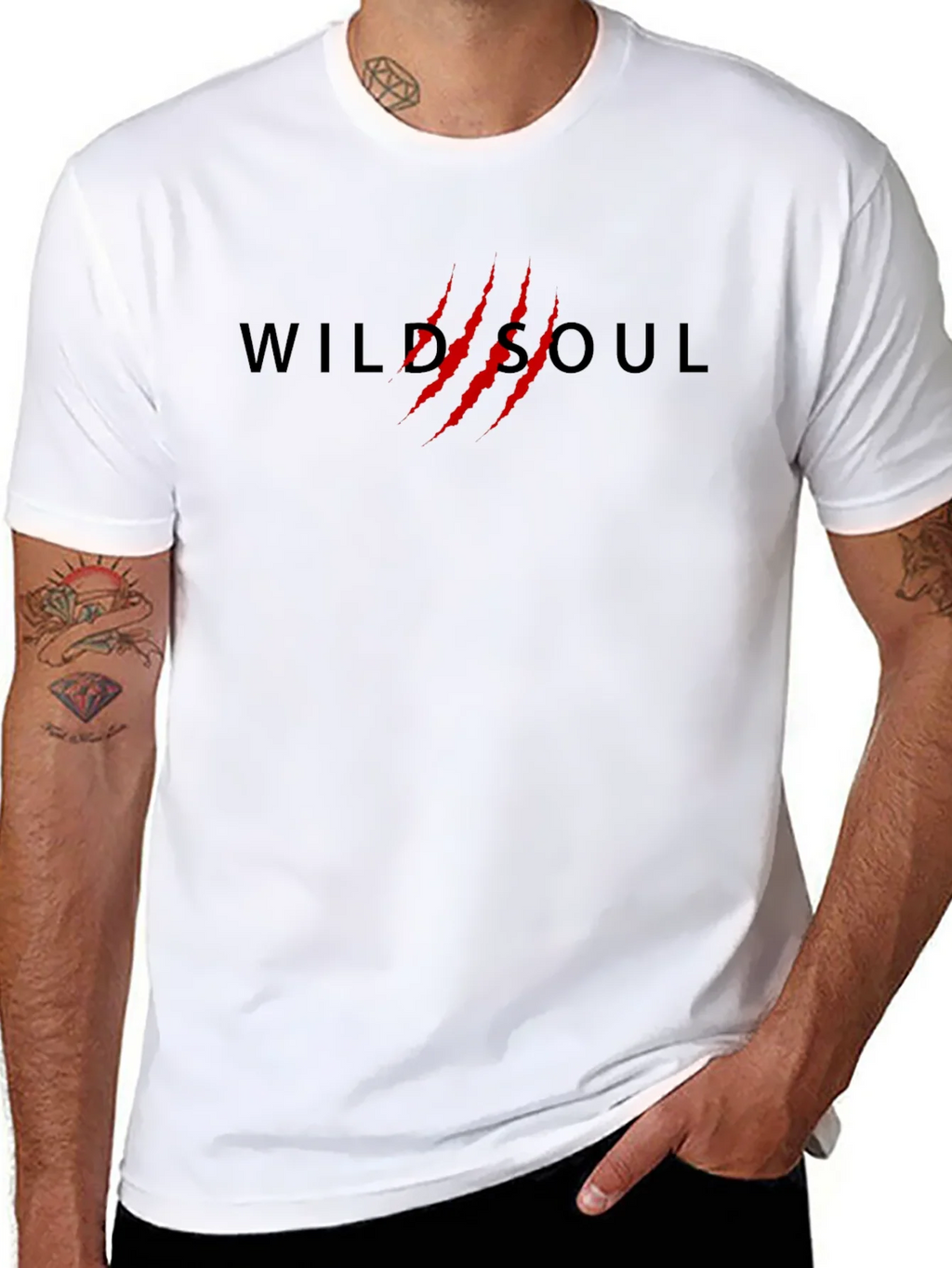 Wild Soul T-Shirt - Black Cotton Tee with Red Claw Design product image 7