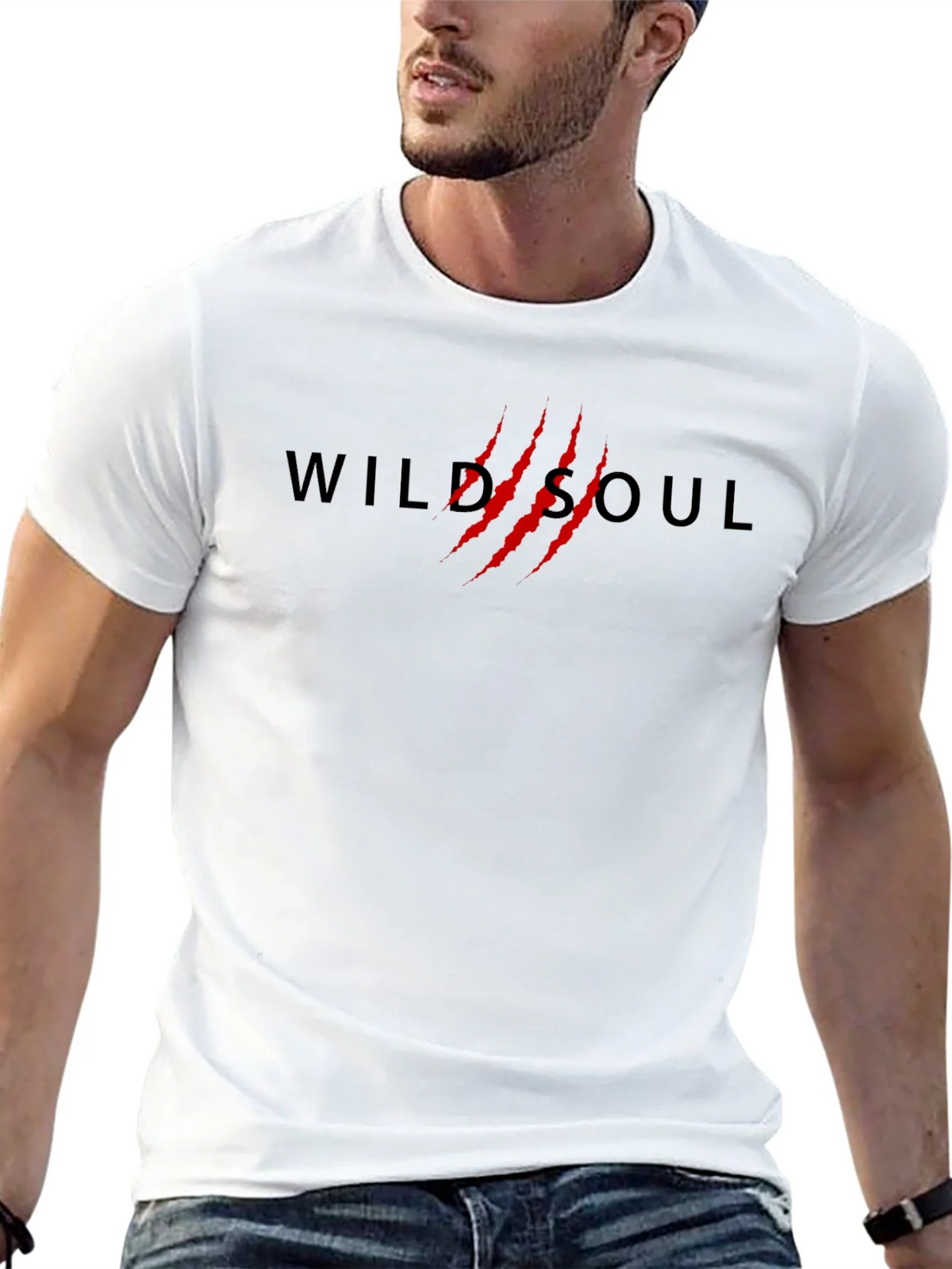 Wild Soul T-Shirt - Black Cotton Tee with Red Claw Design product image 12