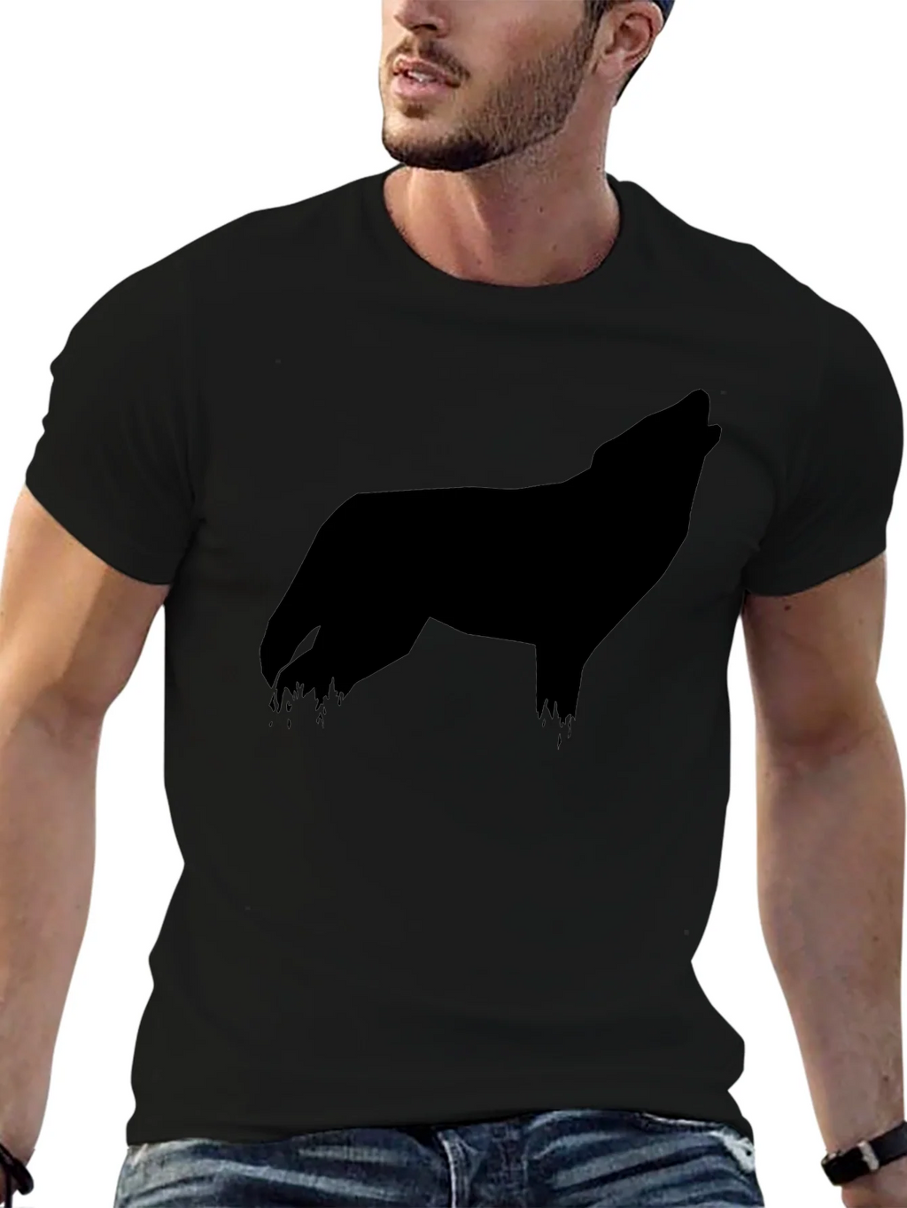 Black Wolf Silhouette Graphic Tee product image 6