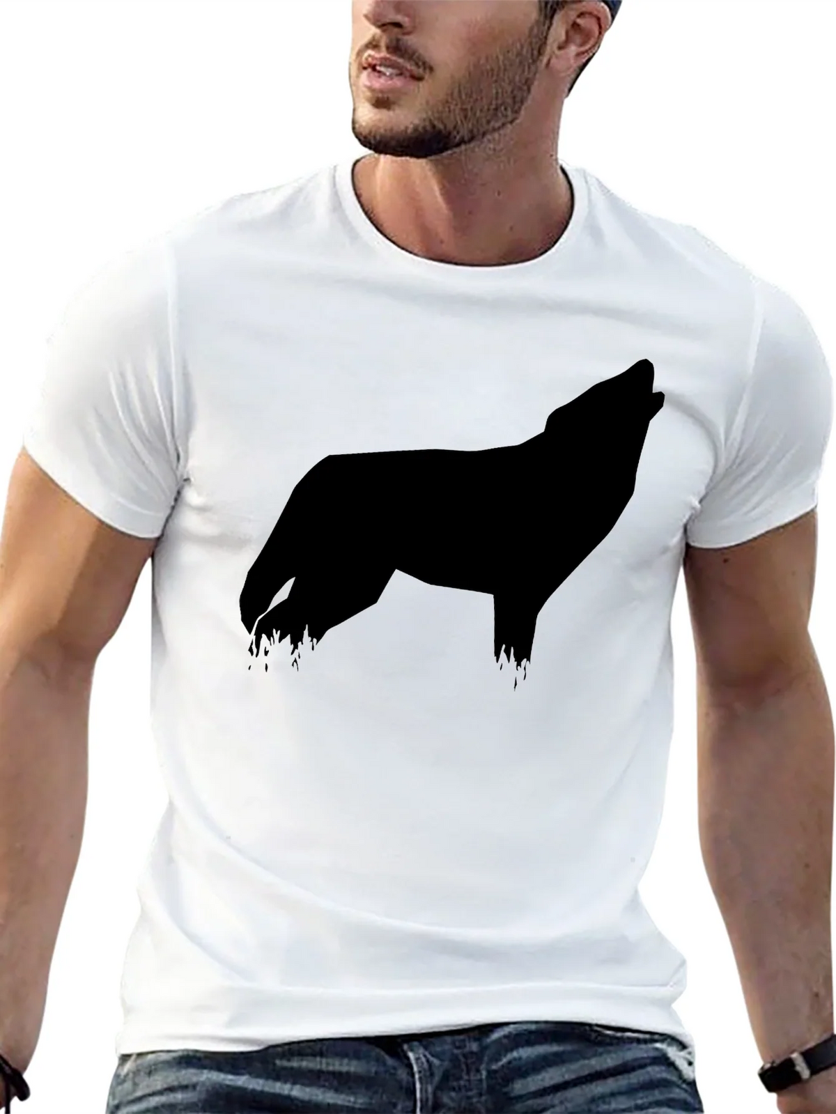 Black Wolf Silhouette Graphic Tee product image 12