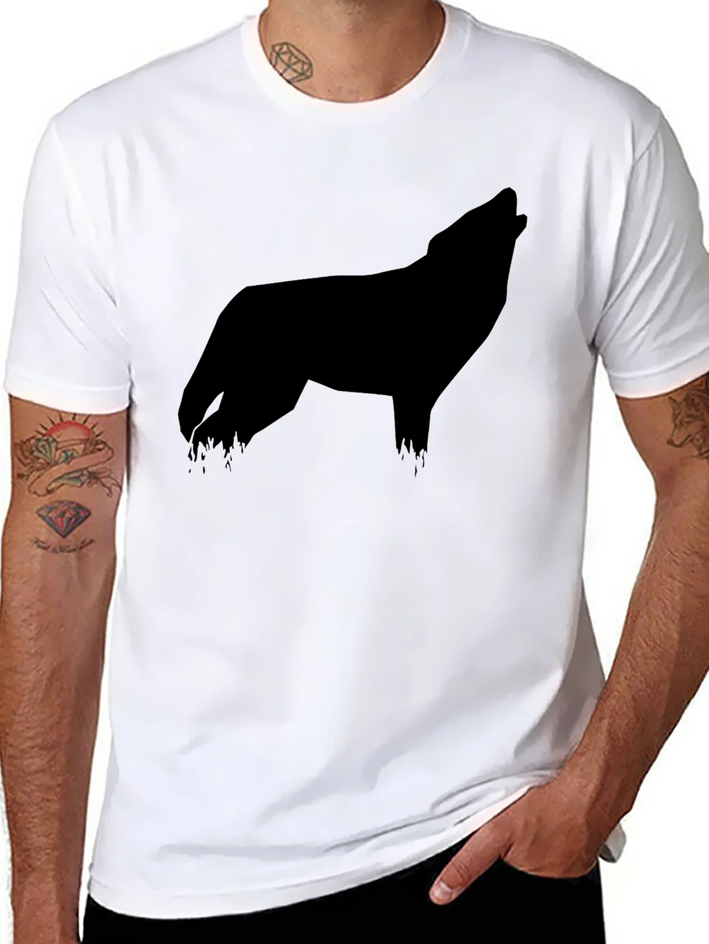 Black Wolf Silhouette Graphic Tee product image 7