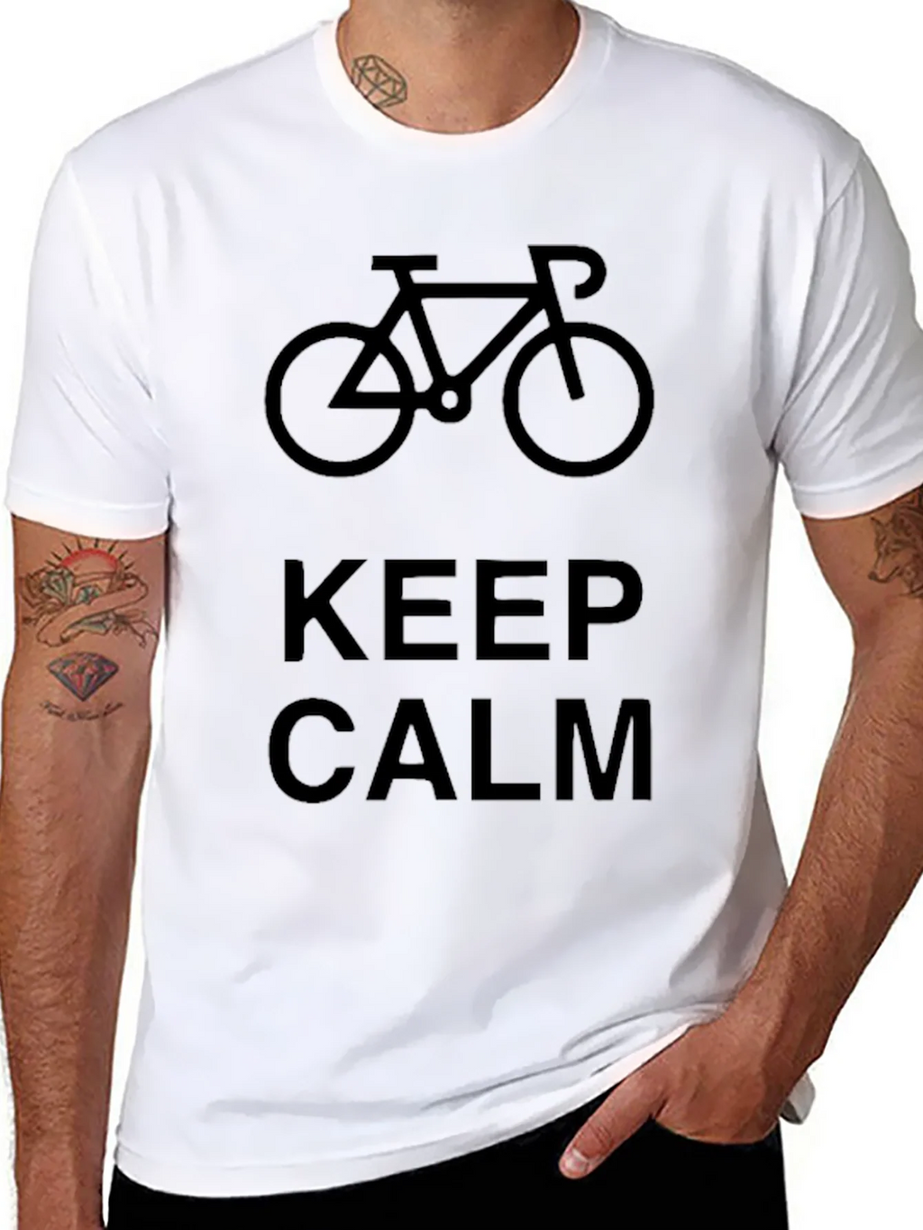 Keep Calm Bicycle Graphic Black T-Shirt product image 7