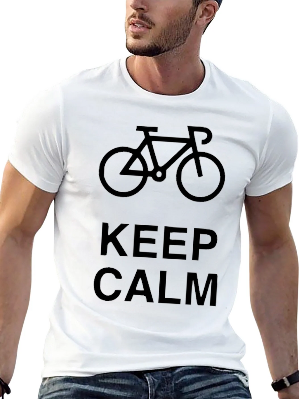 Keep Calm Bicycle Graphic Black T-Shirt product image 12