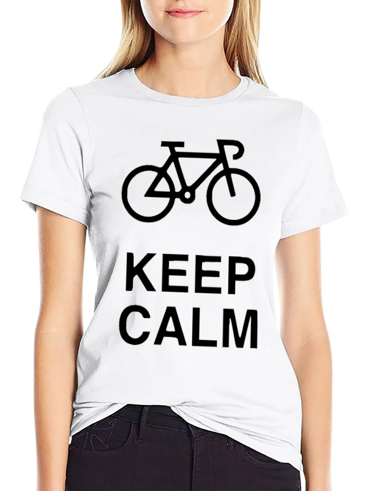 Keep Calm Bicycle Graphic Black T-Shirt product image 8