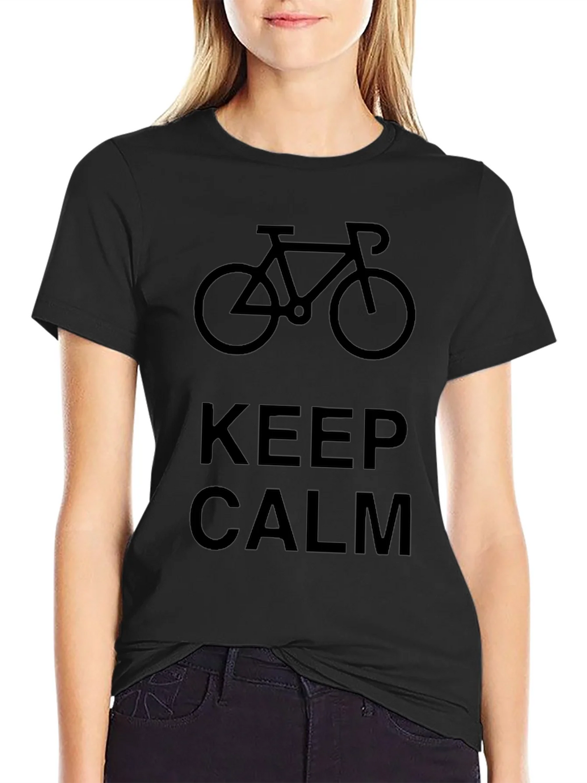 Keep Calm Bicycle Graphic Black T-Shirt product image 2