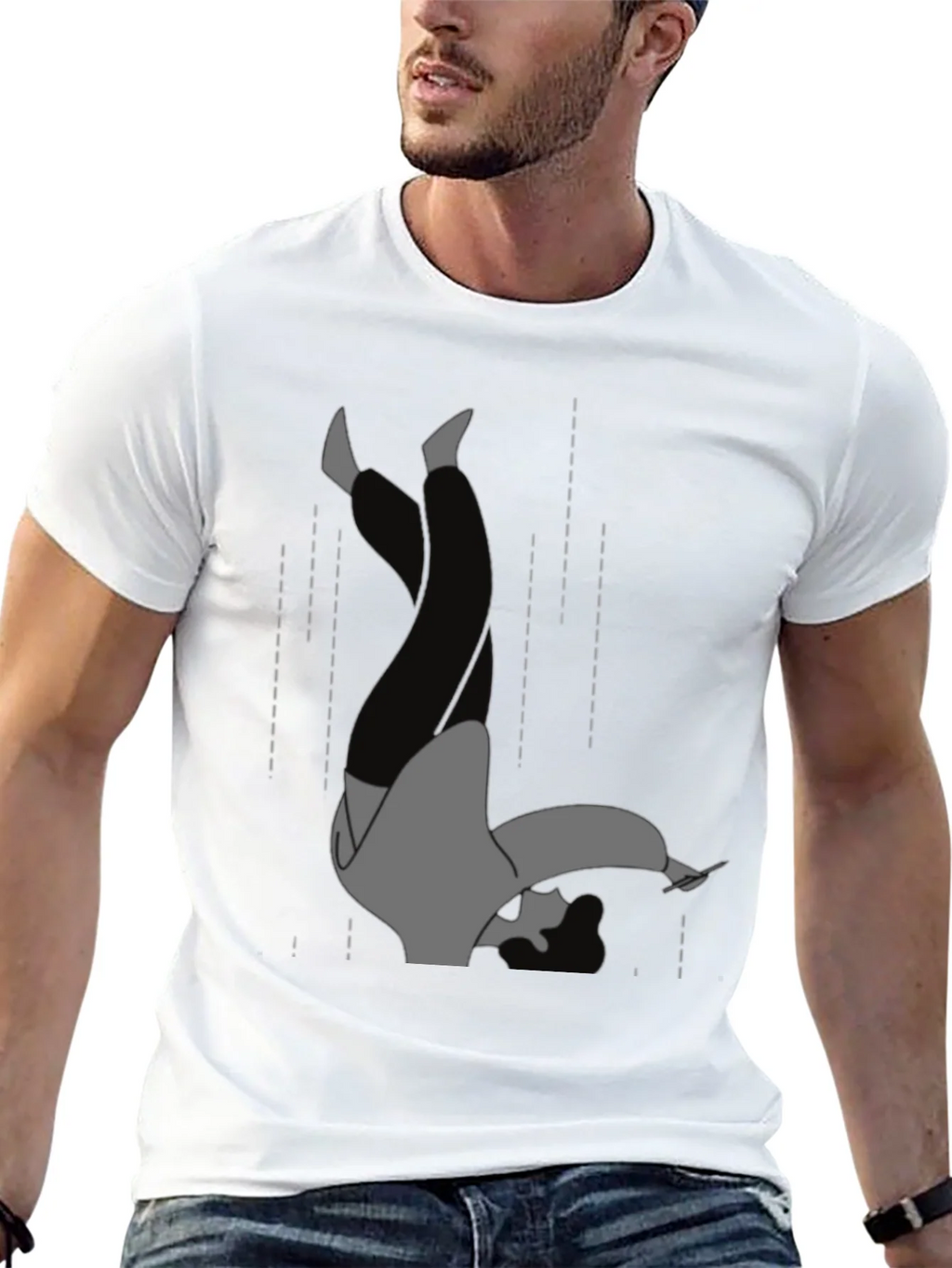 Falling Man Graphic Tee - Black Cotton T-Shirt product image 12