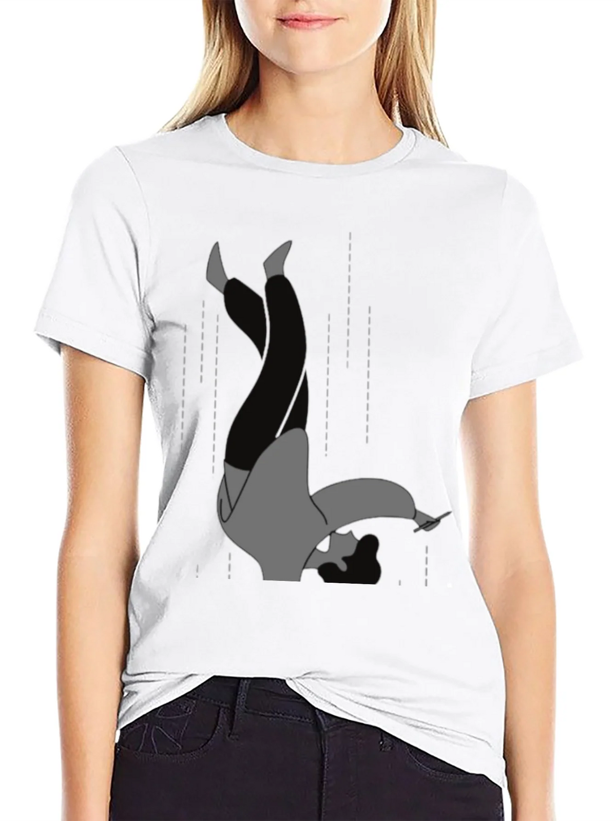 Falling Man Graphic Tee - Black Cotton T-Shirt product image 8