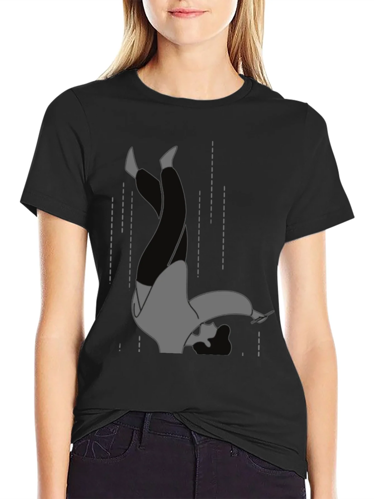 Falling Man Graphic Tee - Black Cotton T-Shirt product image 2