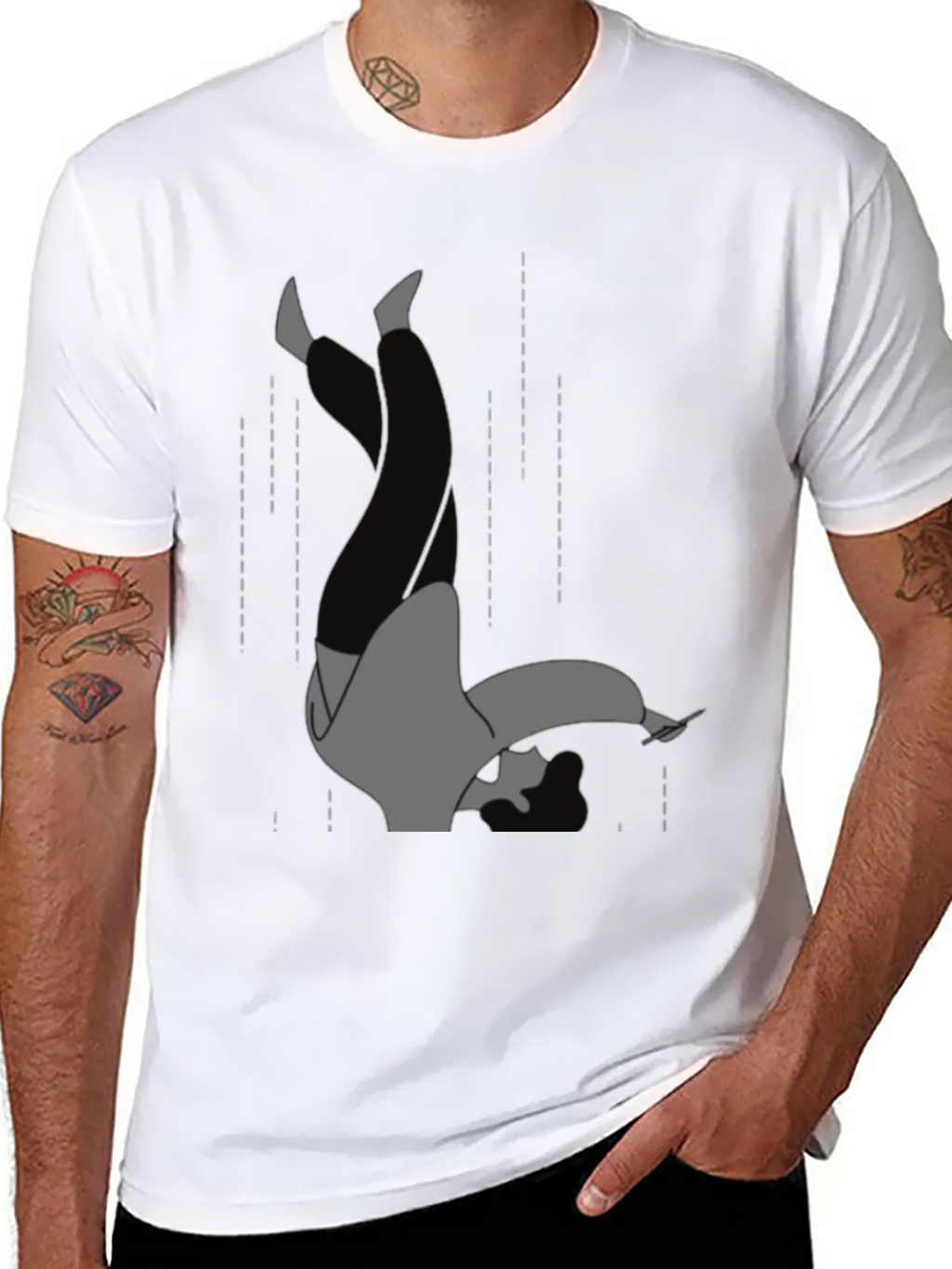 Falling Man Graphic Tee - Black Cotton T-Shirt product image 7