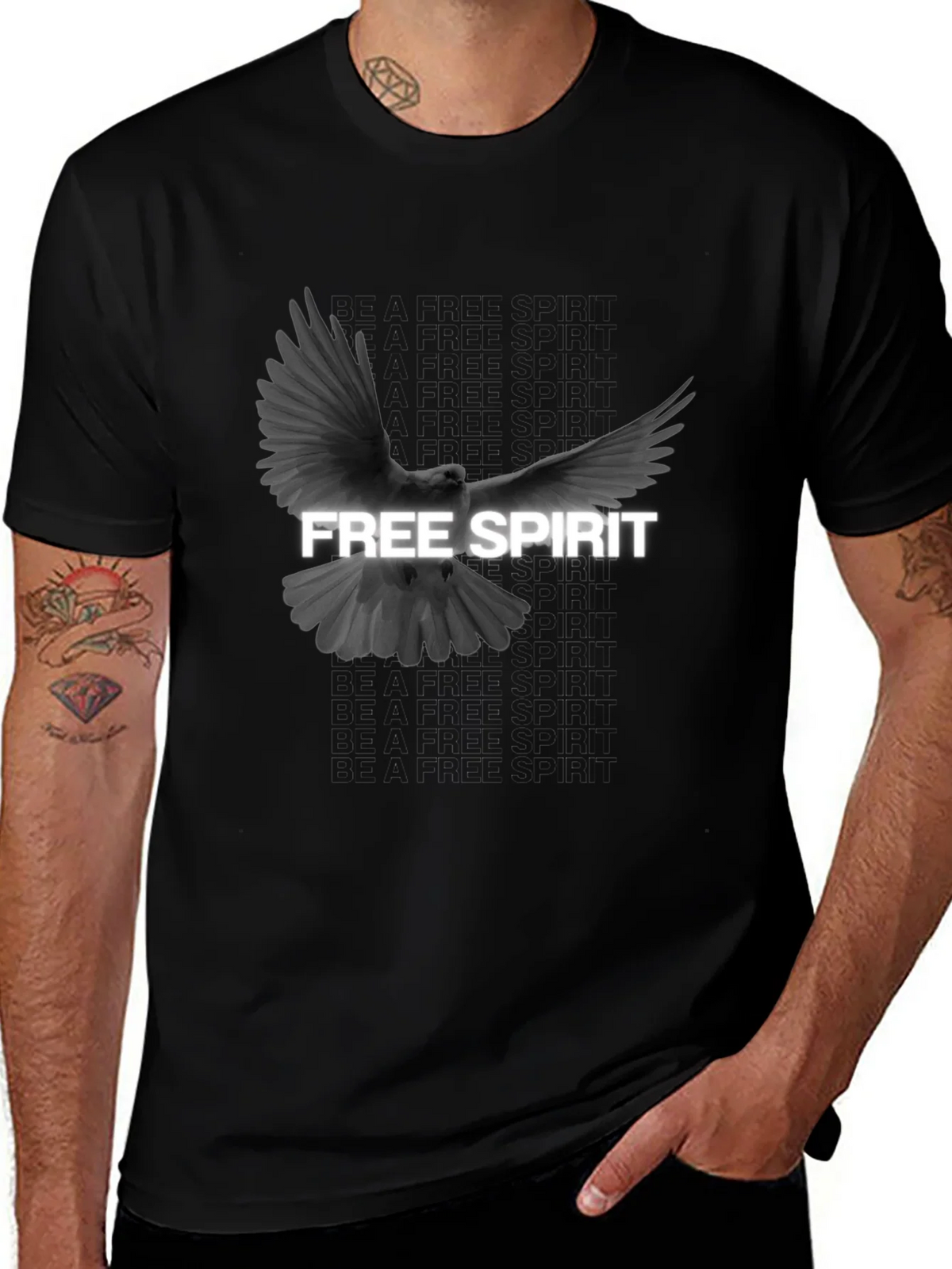 Free Spirit Dove Graphic T-Shirt - Black product image 1