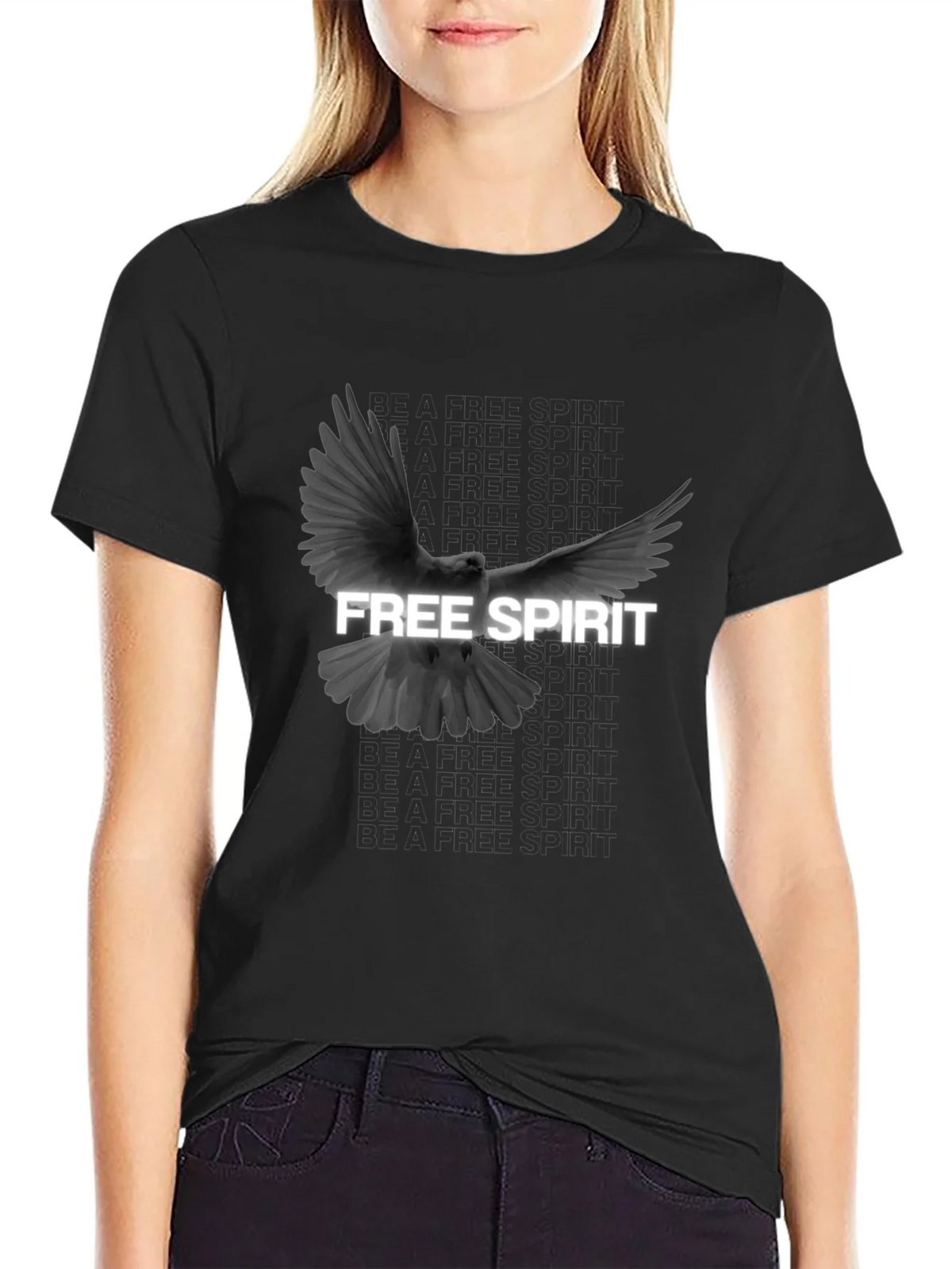 Free Spirit Dove Graphic T-Shirt - Black product image 2