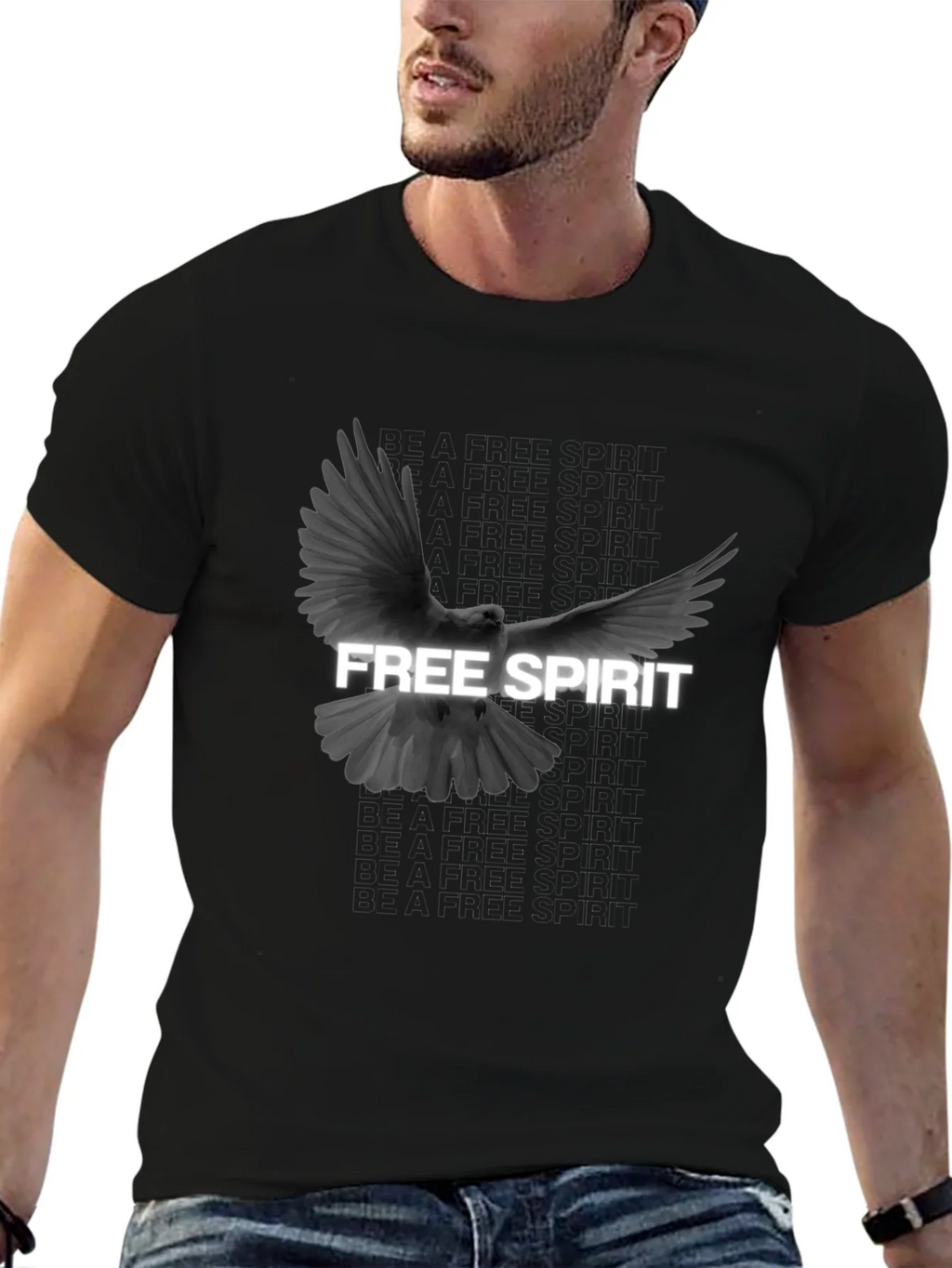 Free Spirit Dove Graphic T-Shirt - Black product image 6