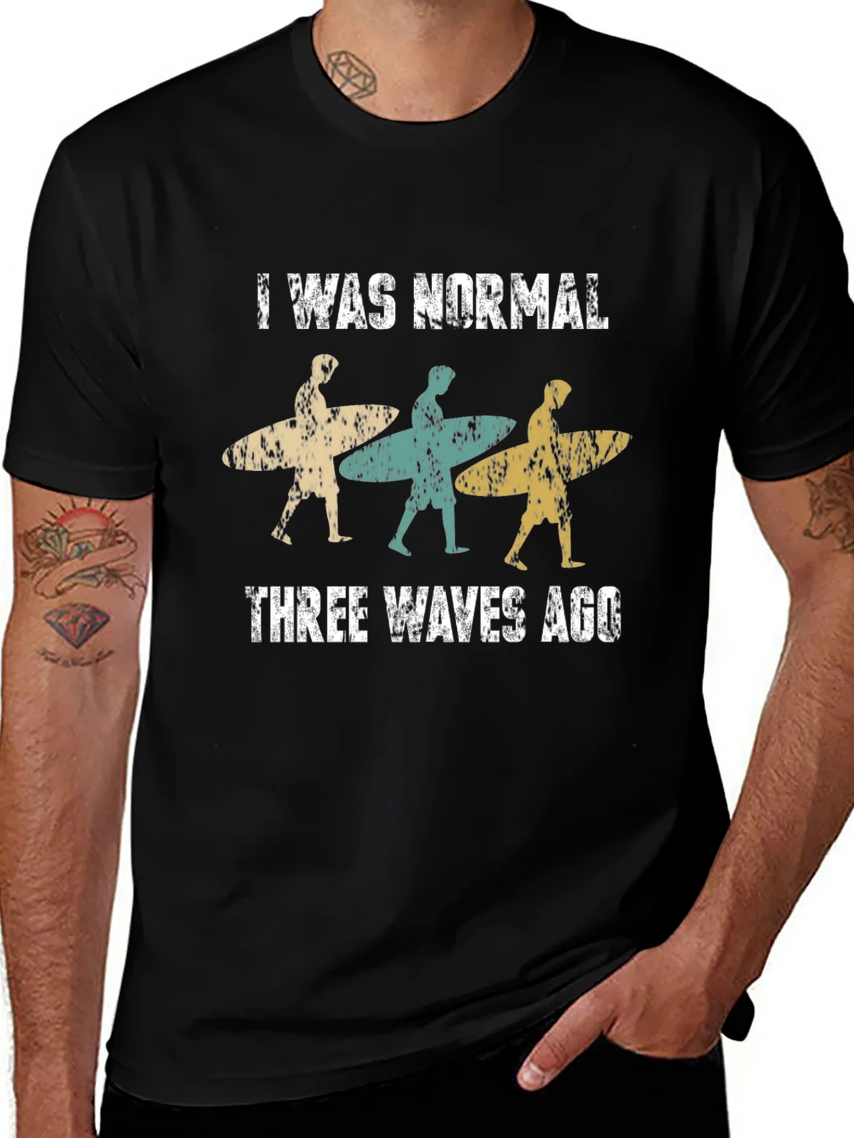 I Was Normal Three Waves Ago Surfing T-Shirt product image 1