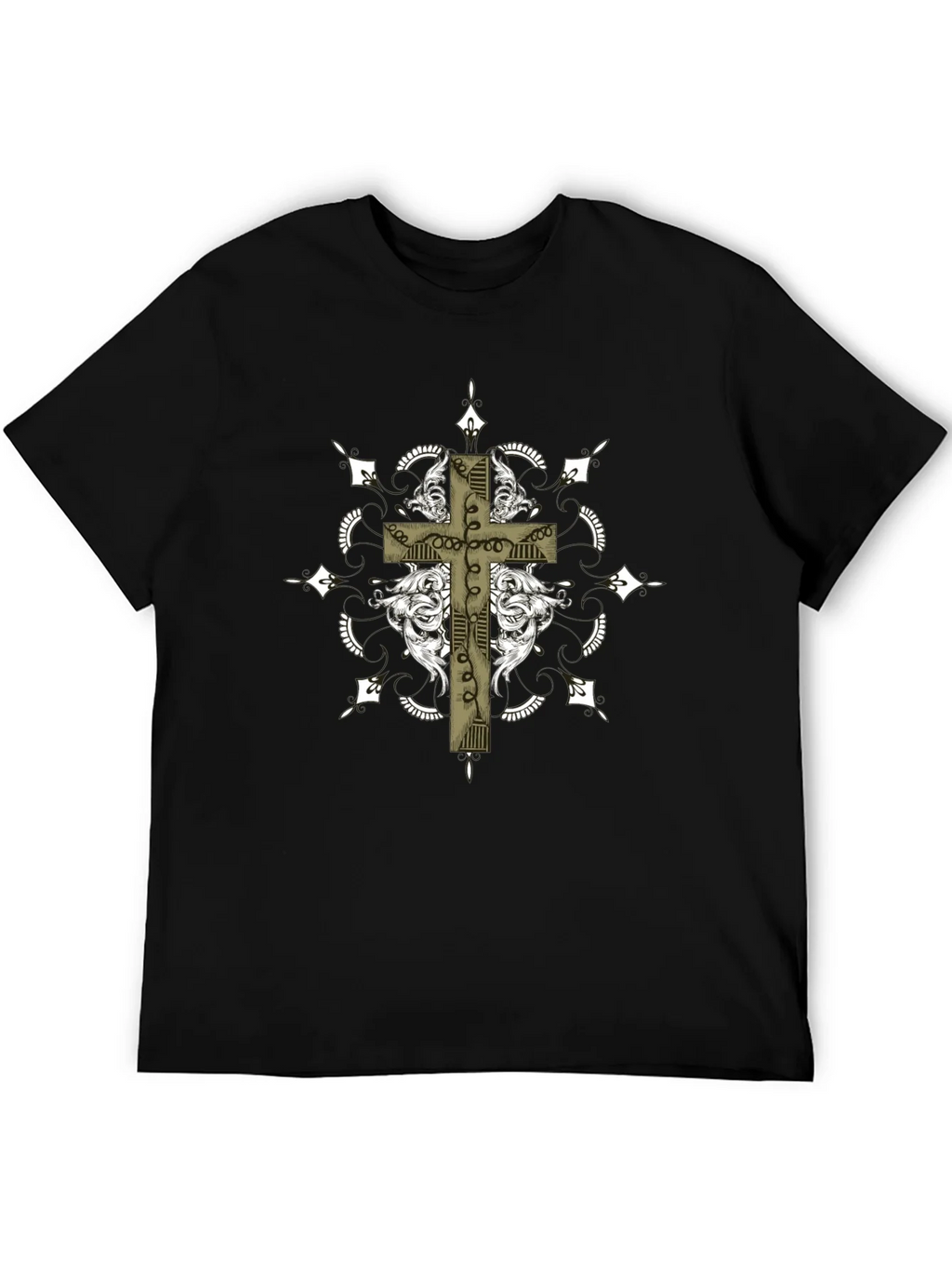 Gothic Cross Graphic Tee - Black Crew Neck product image 5