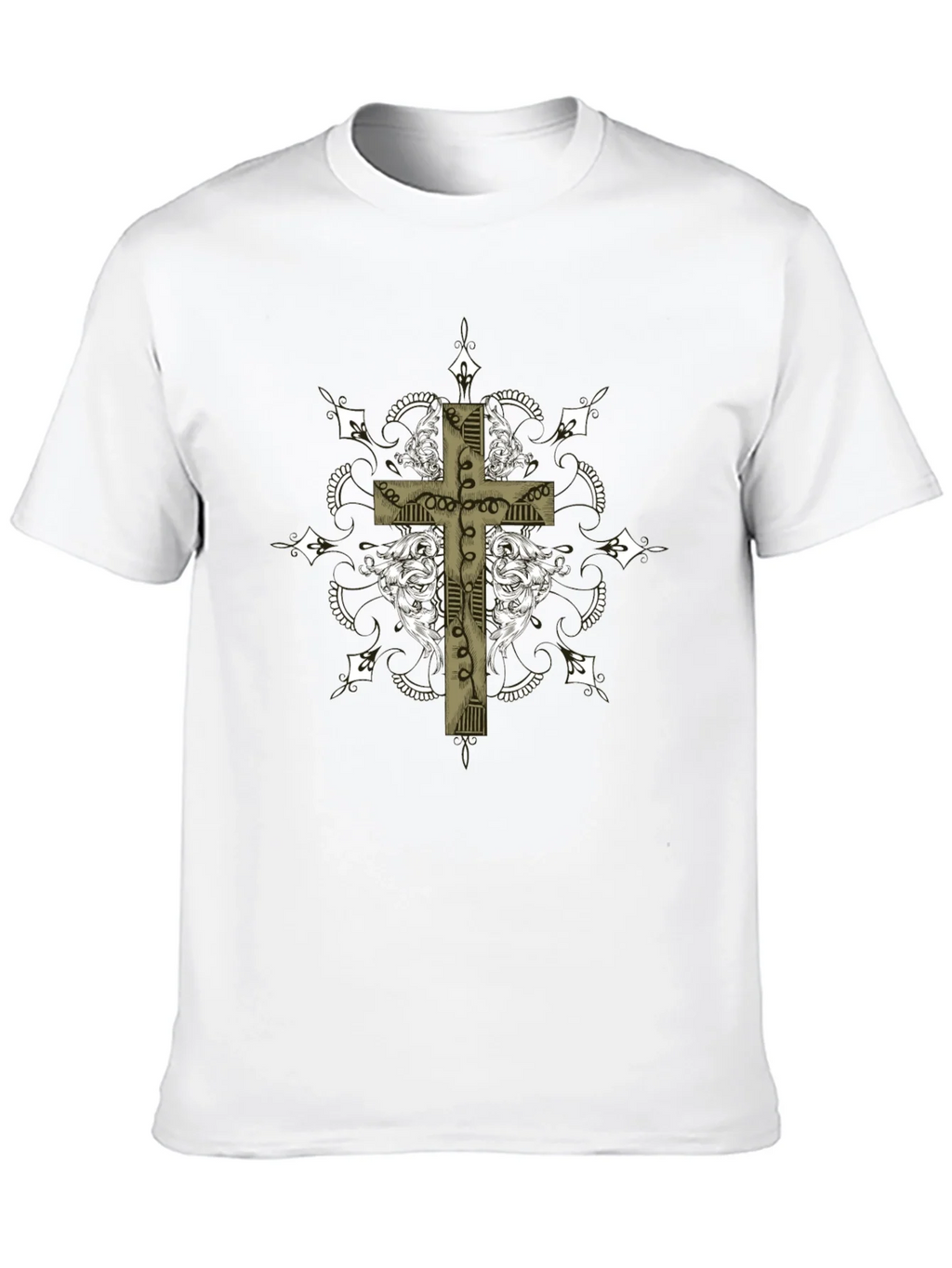 Gothic Cross Graphic Tee - Black Crew Neck product image 9